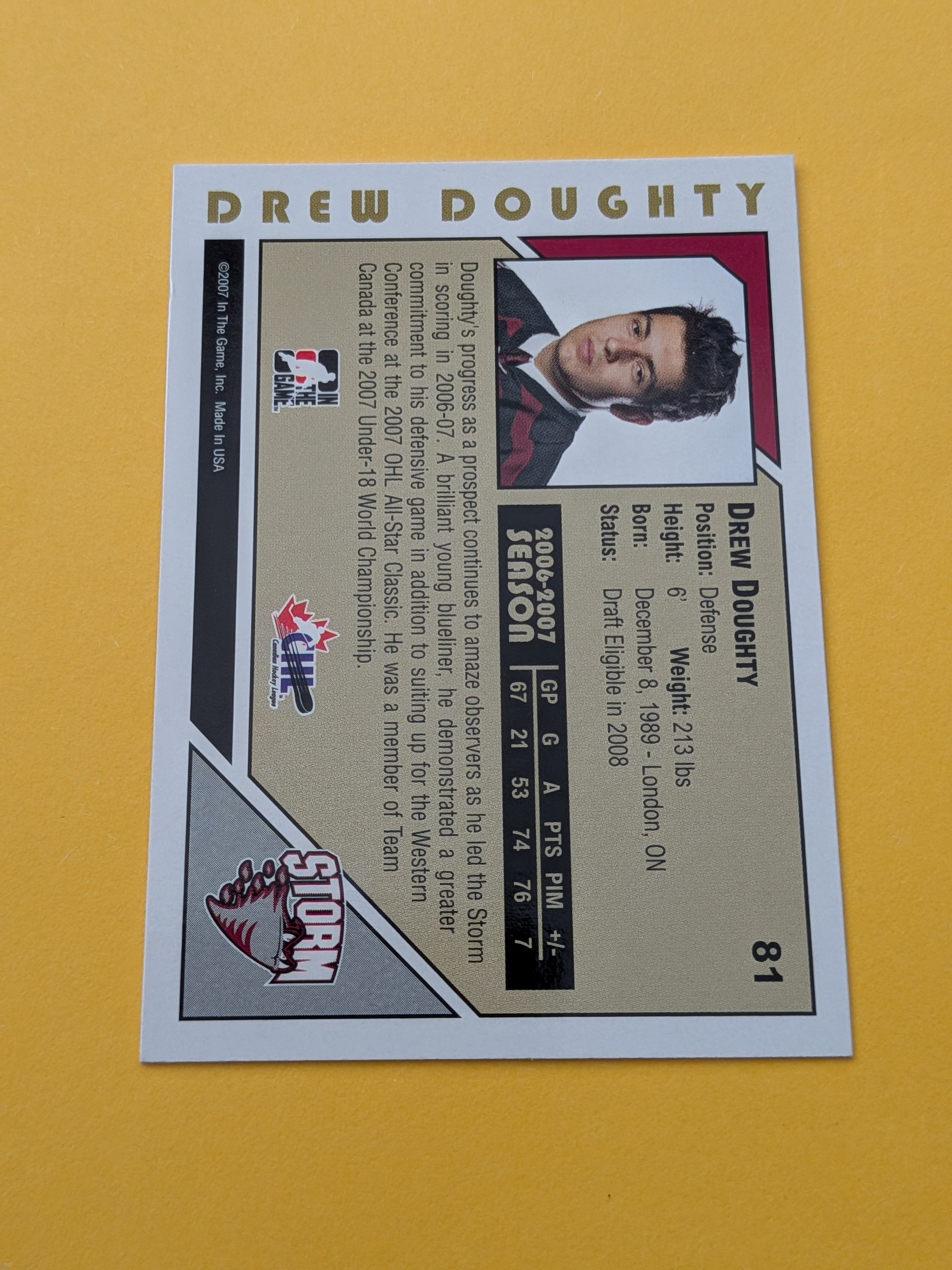 Drew Doughty 07-08 Heroes And Prospects Card