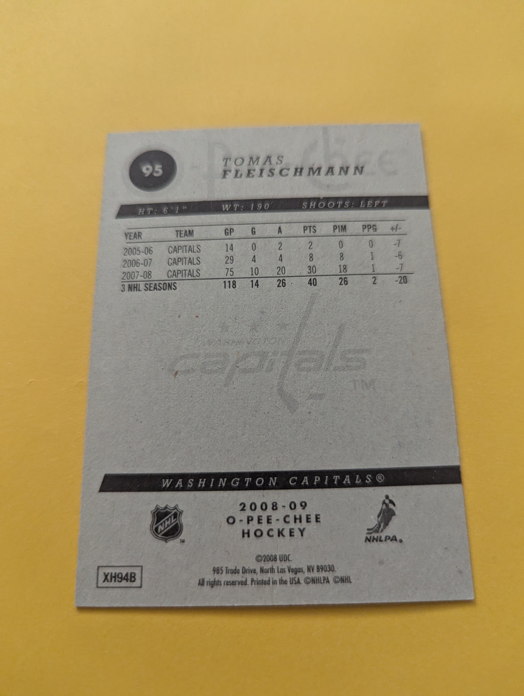 Tomas Fleischmann Signed Washington Capitals Card