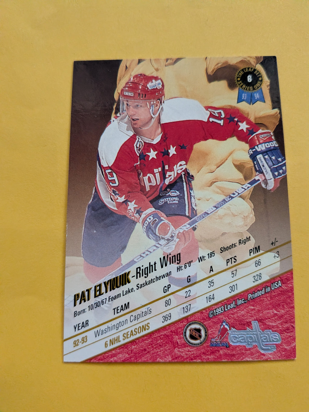 Pat Elynuik Signed Washington Capitals Card A