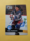 Troy Mallette Signed New York Rangers Card F