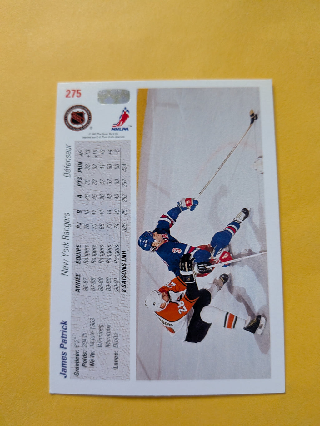 James Patrick Signed New York Rangers Card I