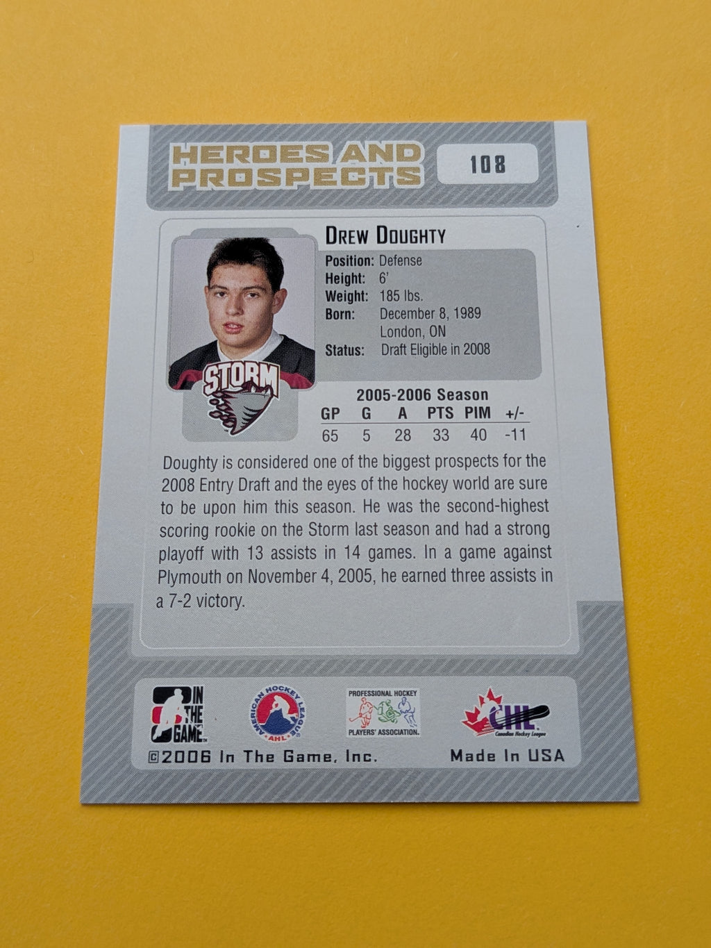 Drew Doughty 06-07 Heroes And Prospects Card