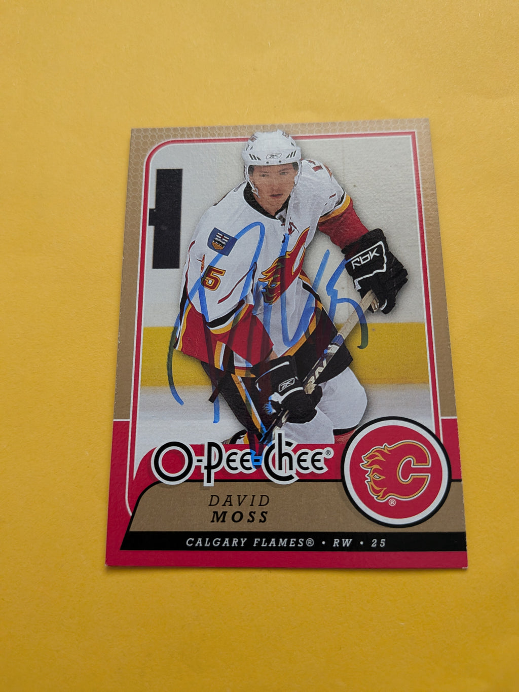 David Moss Signed Calgary Flames Card D
