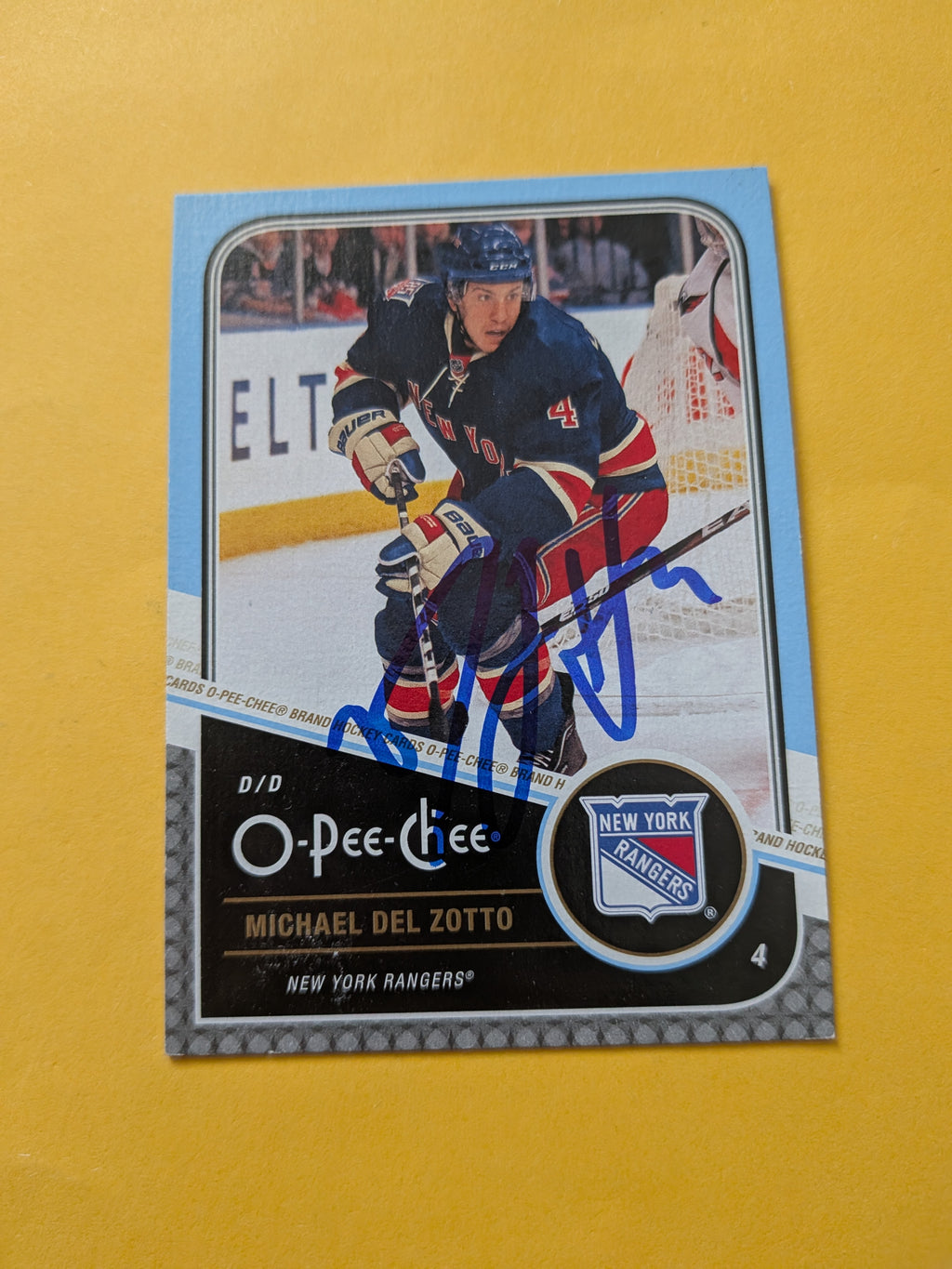 Michael Del Zotto Signed New York Rangers Card A