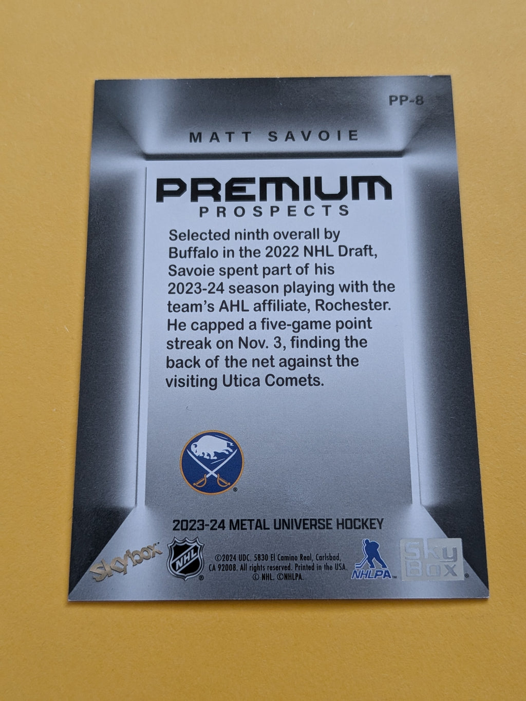 Matt Savoie 23-24 Skybox Premium Prospects Card