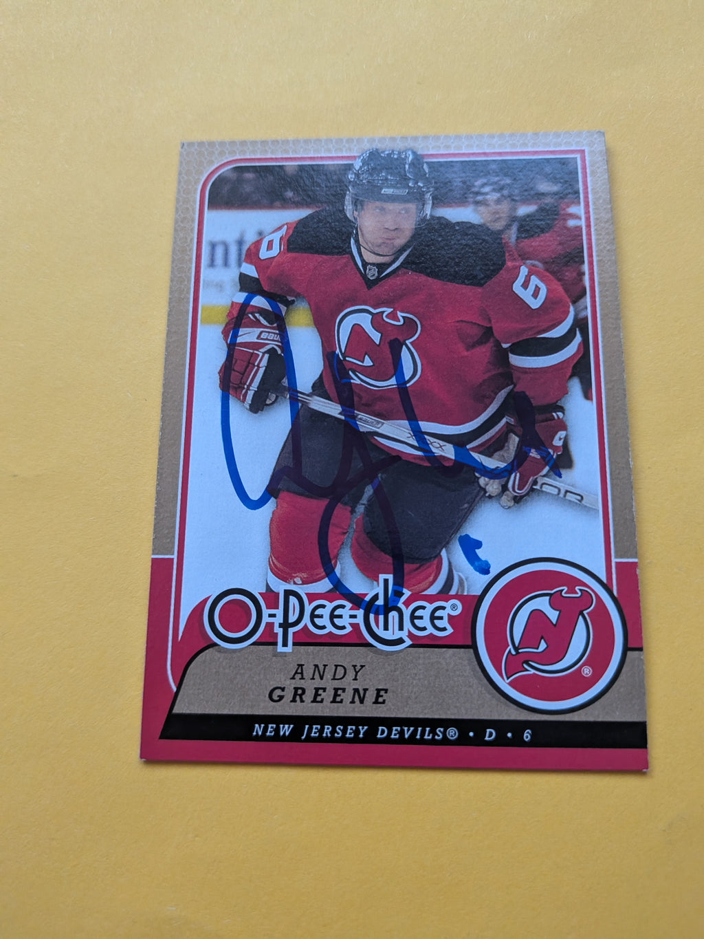 Andy Greene Signed New Jersey Devils Card A