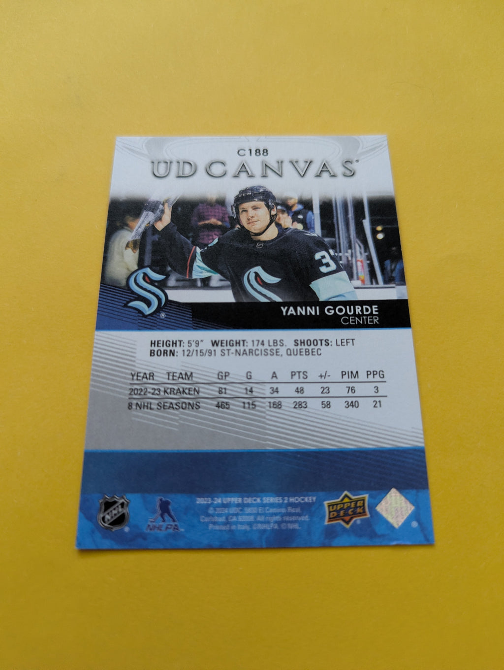 Yanni Gourde 23-24 Upper Deck UD Canvas Card