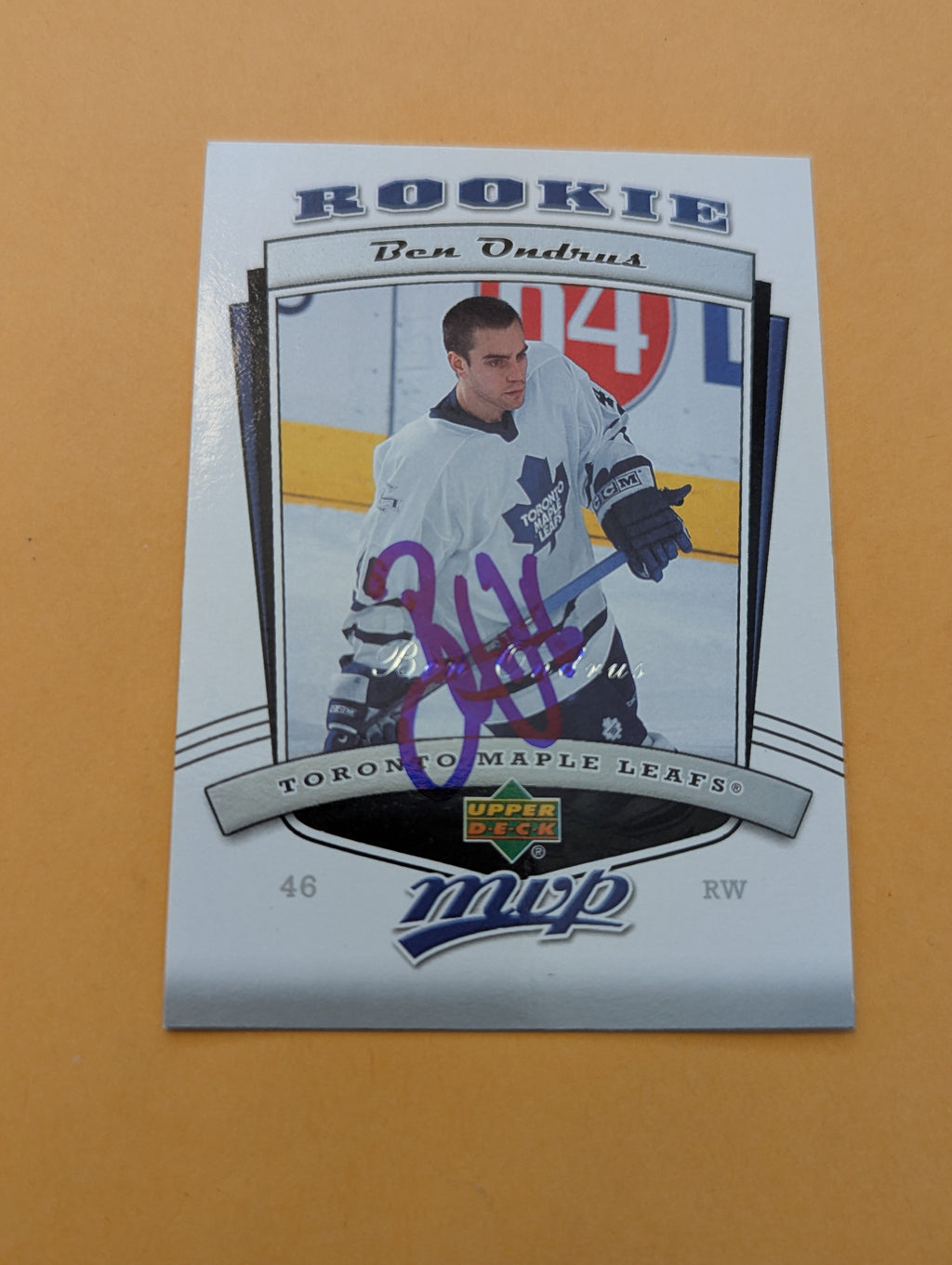 Ben Ondrus Signed Toronto Maple Leafs Rookie Card