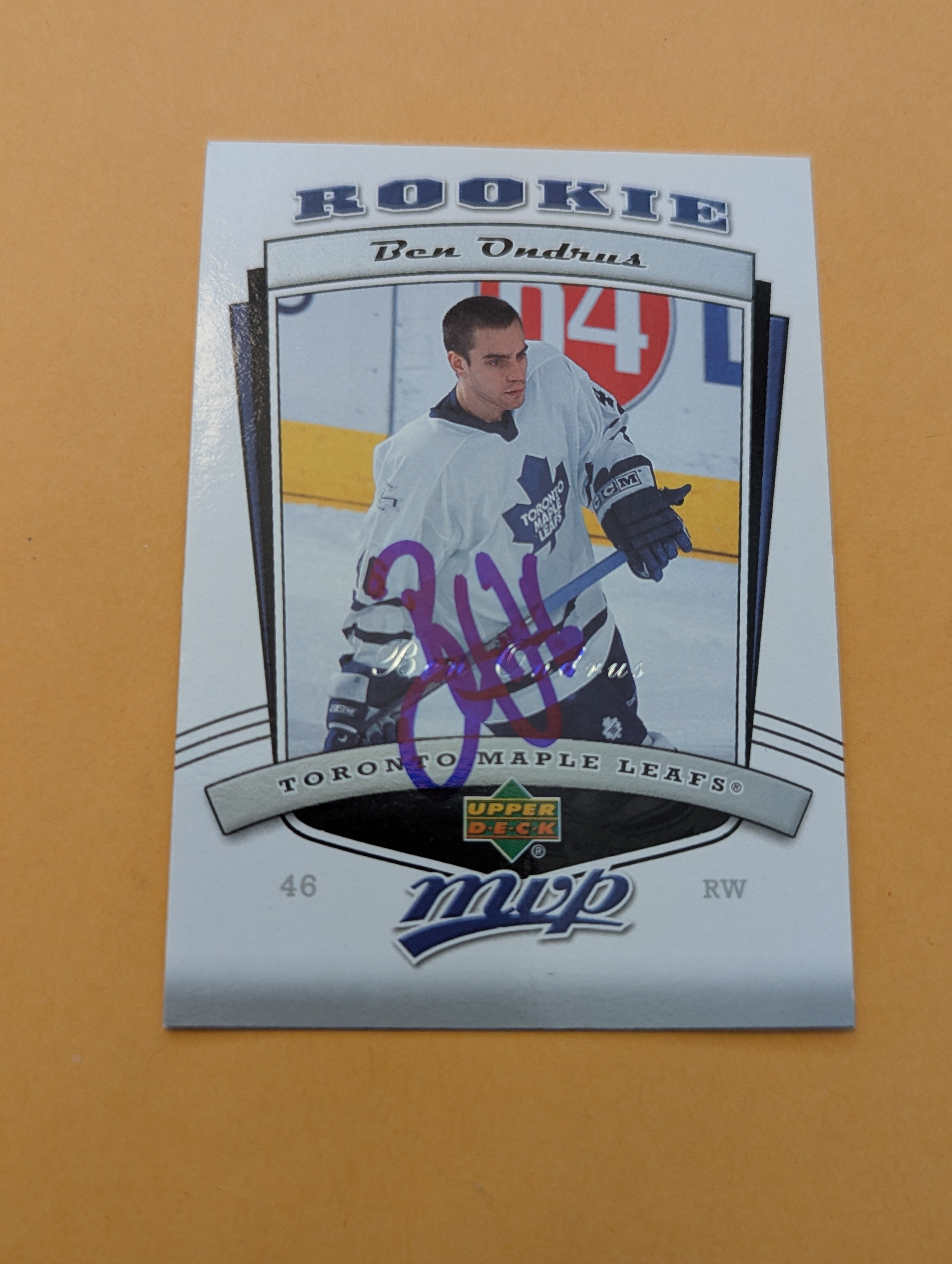 Ben Ondrus Signed Toronto Maple Leafs Rookie Card