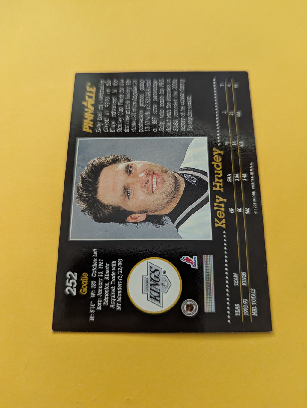 Kelly Hrudey Signed Los Angeles Kings Card