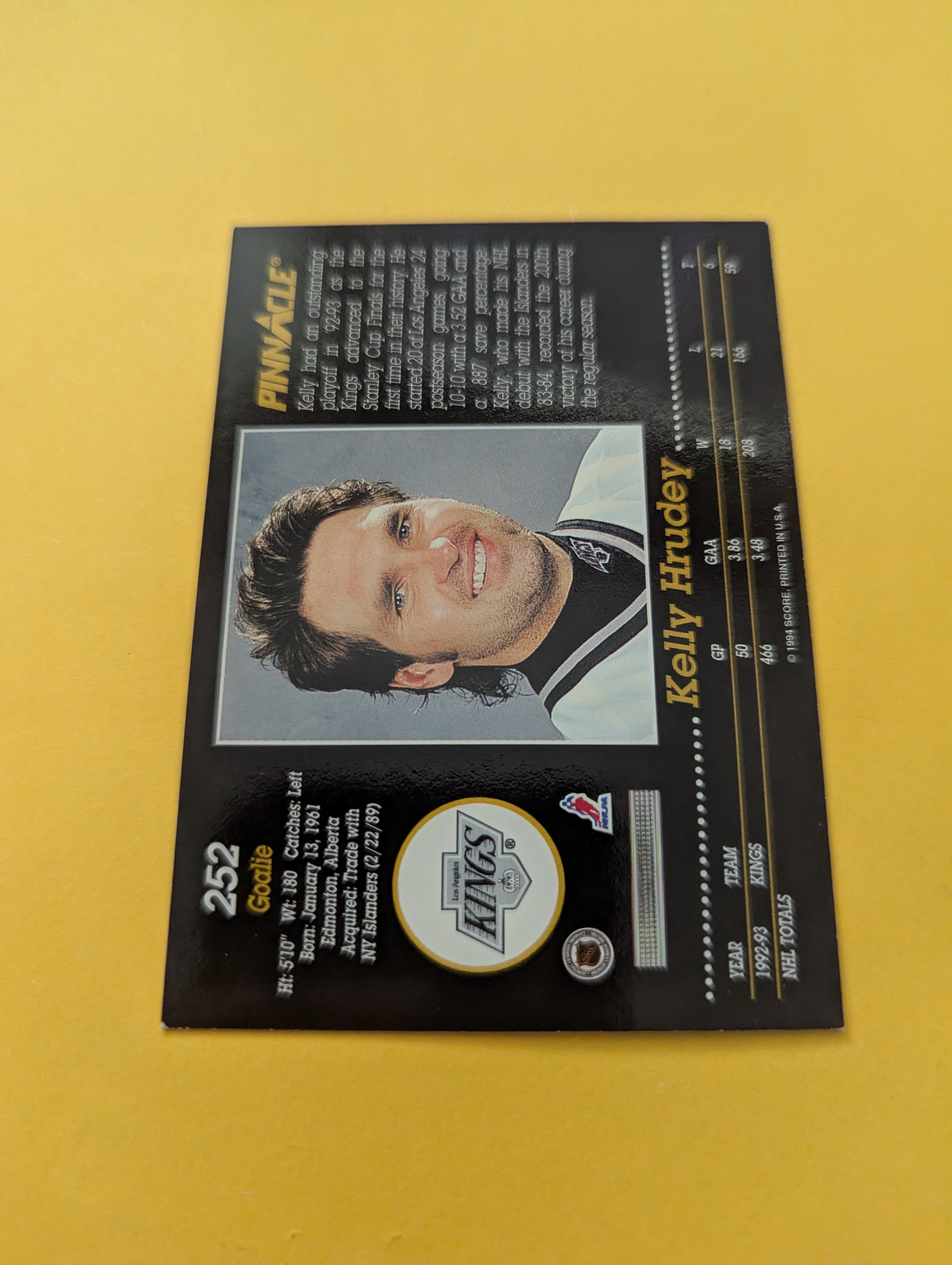 Kelly Hrudey Signed Los Angeles Kings Card