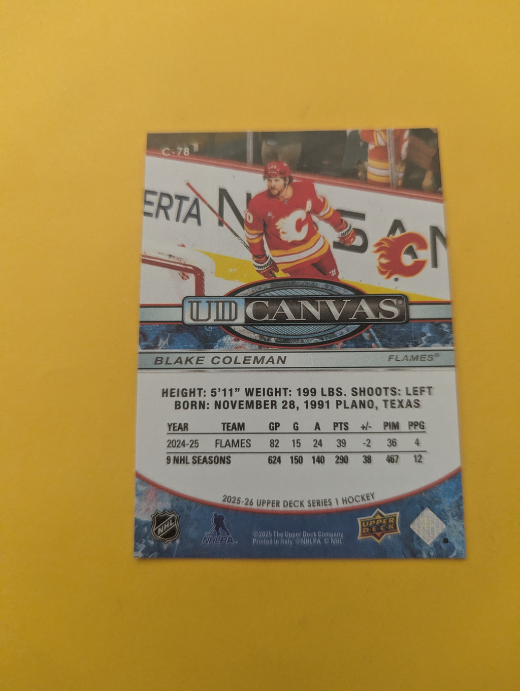 Blake Coleman 25-26 Upper Deck UD Canvas Card