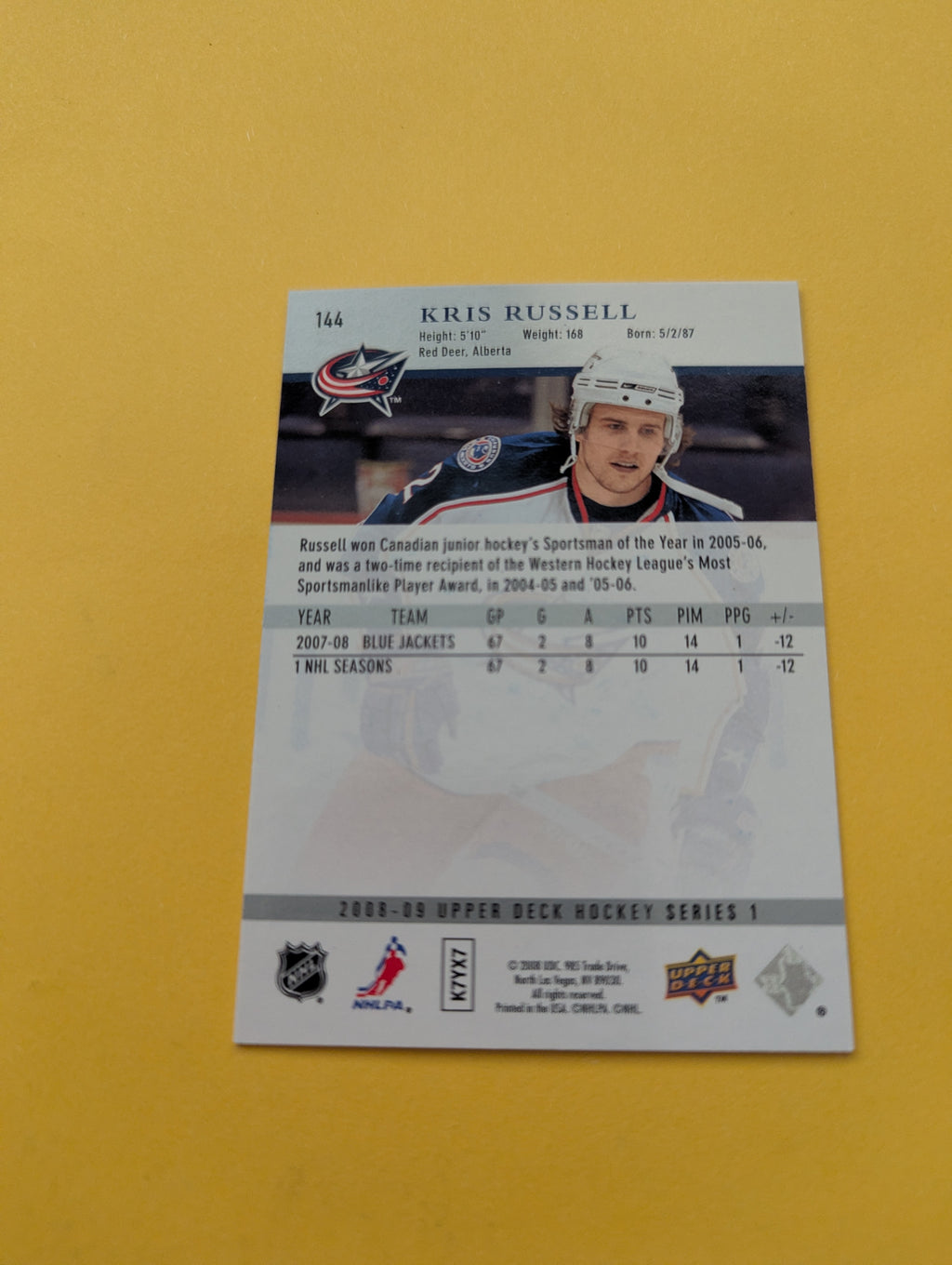 Kris Russell Signed Columbus Blue Jackets Card