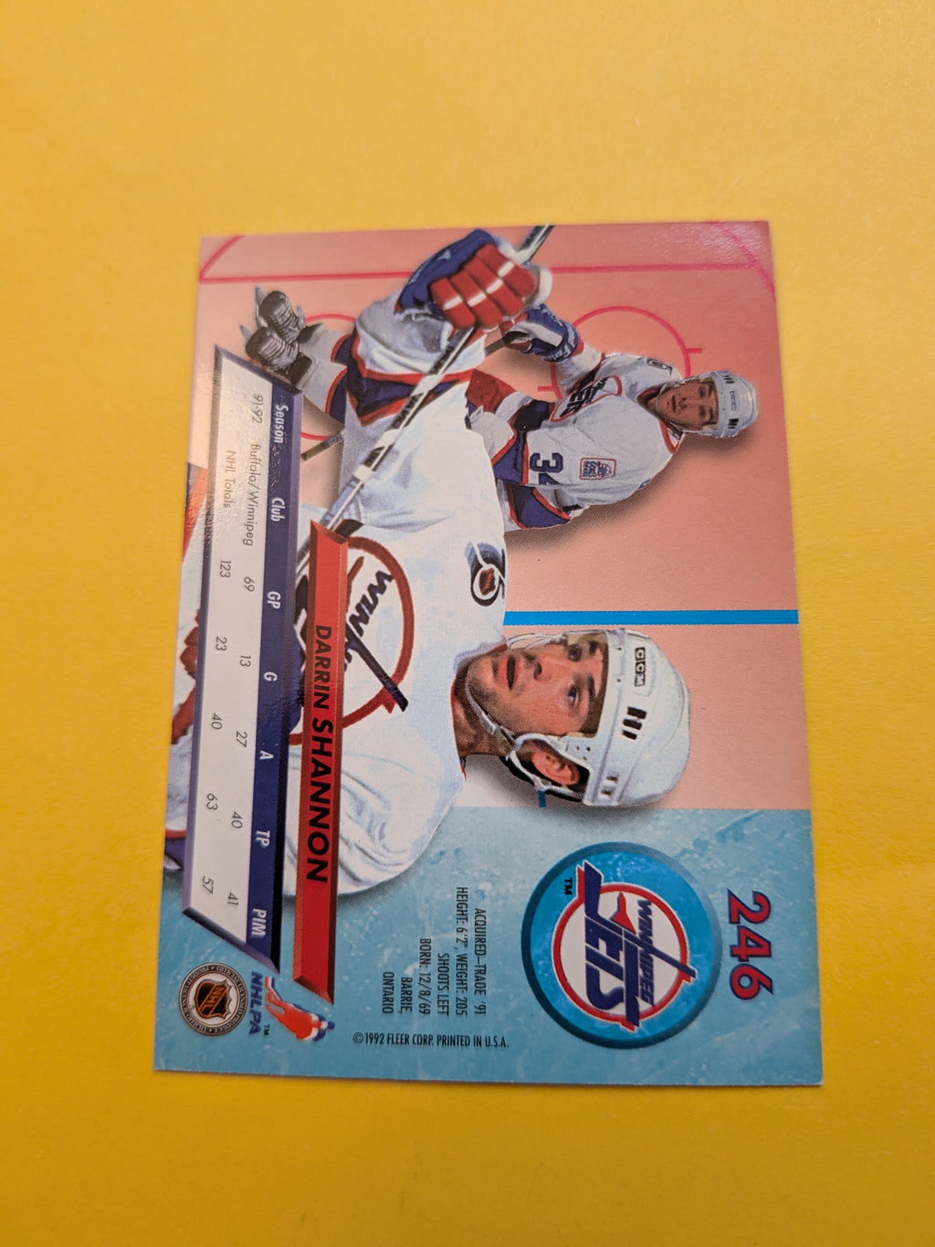 Darrin Shannon Signed Winnipeg Jets Card F