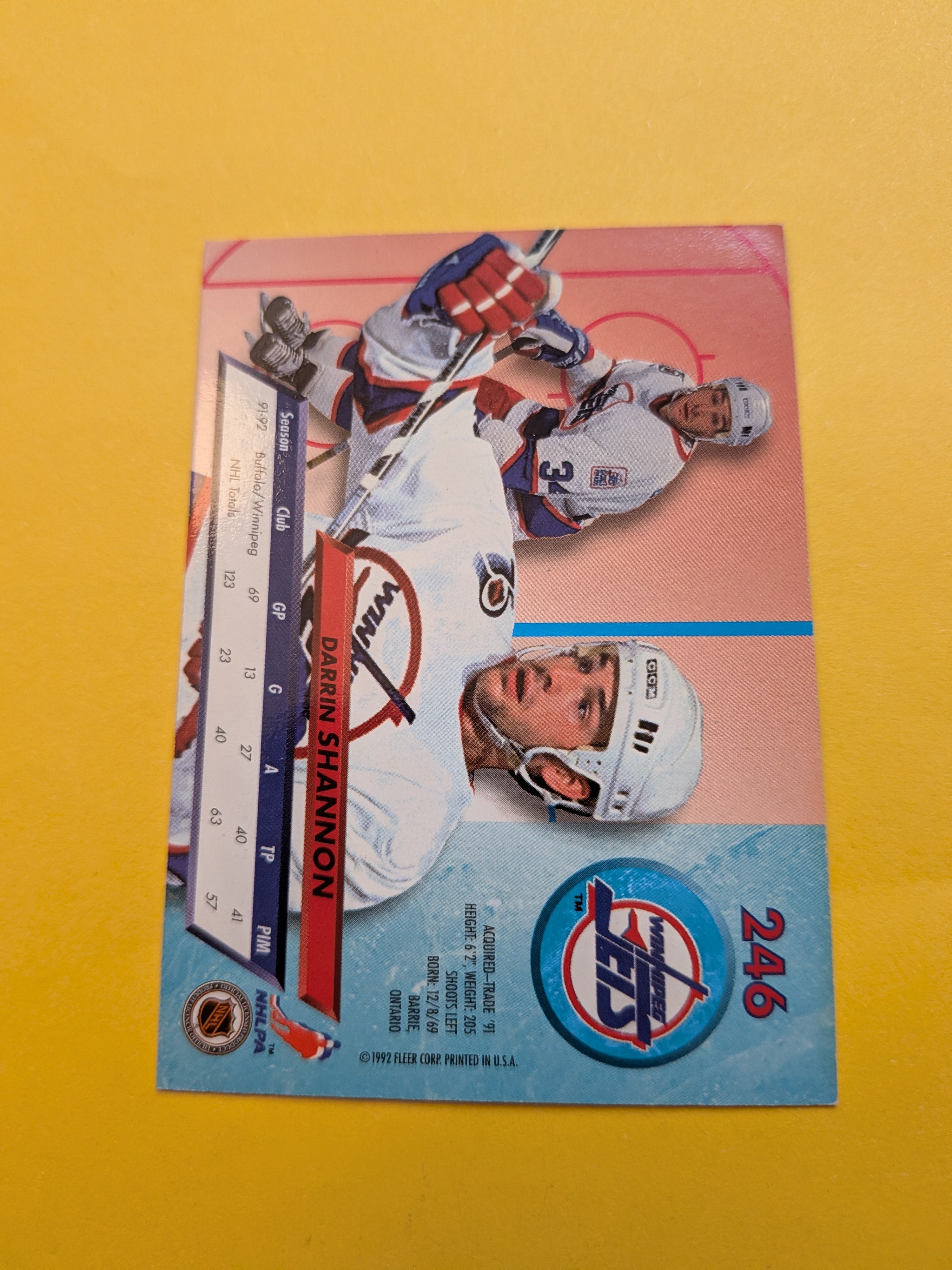 Darrin Shannon Signed Winnipeg Jets Card F