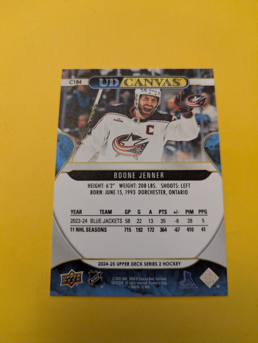 Boone Jenner 24-25 Upper Deck UD Canvas Card
