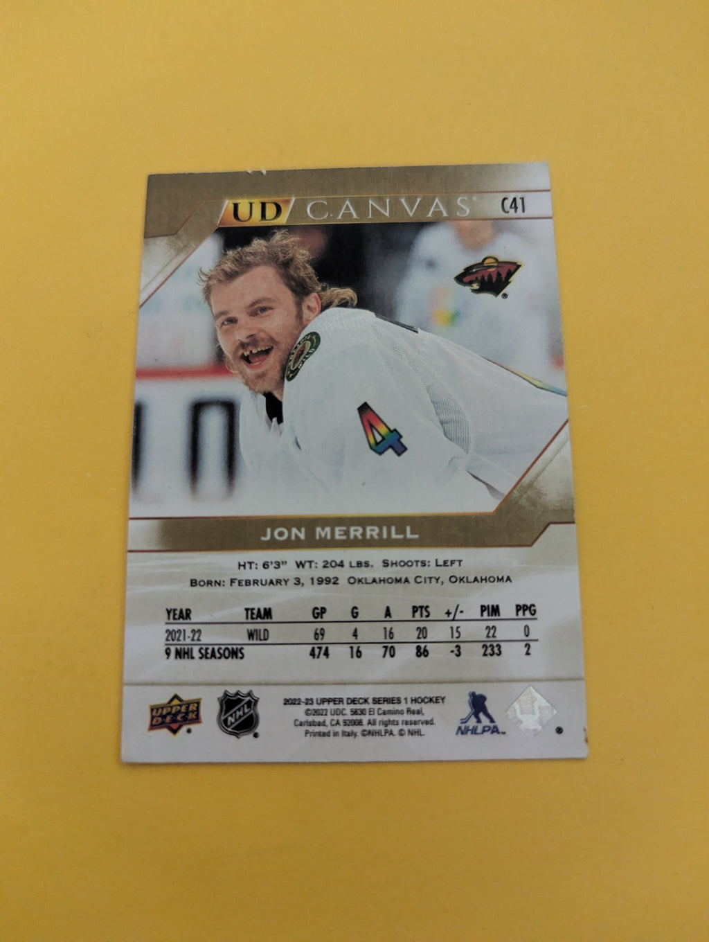 Jon Merrill 22-23 Upper Deck UD Canvas Card