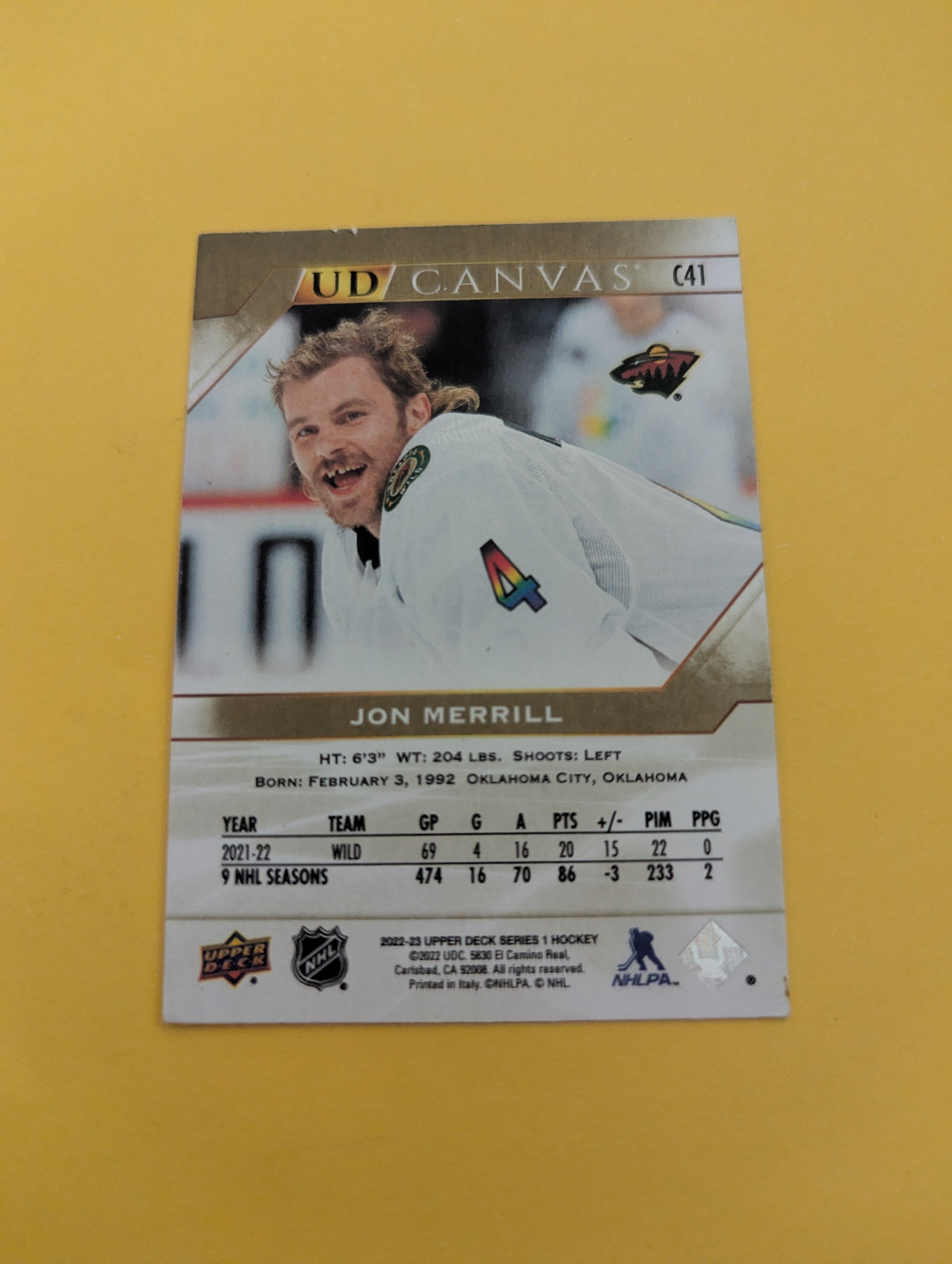 Jon Merrill 22-23 Upper Deck UD Canvas Card