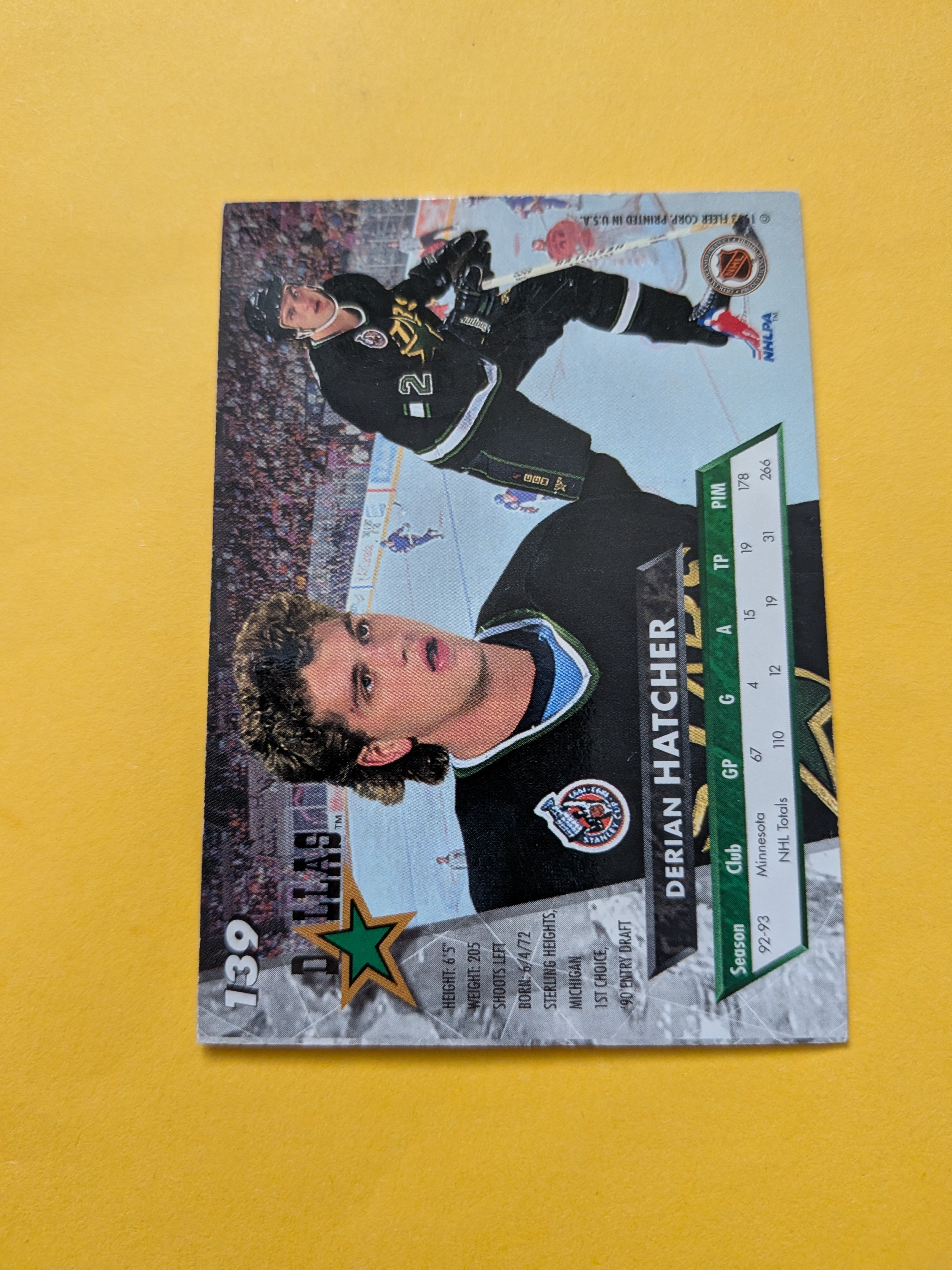 Derian Hatcher Signed Minnesota North Stars Card A