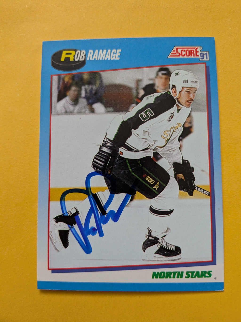 Rob Ramage Signed Minnesota North Stars Card B