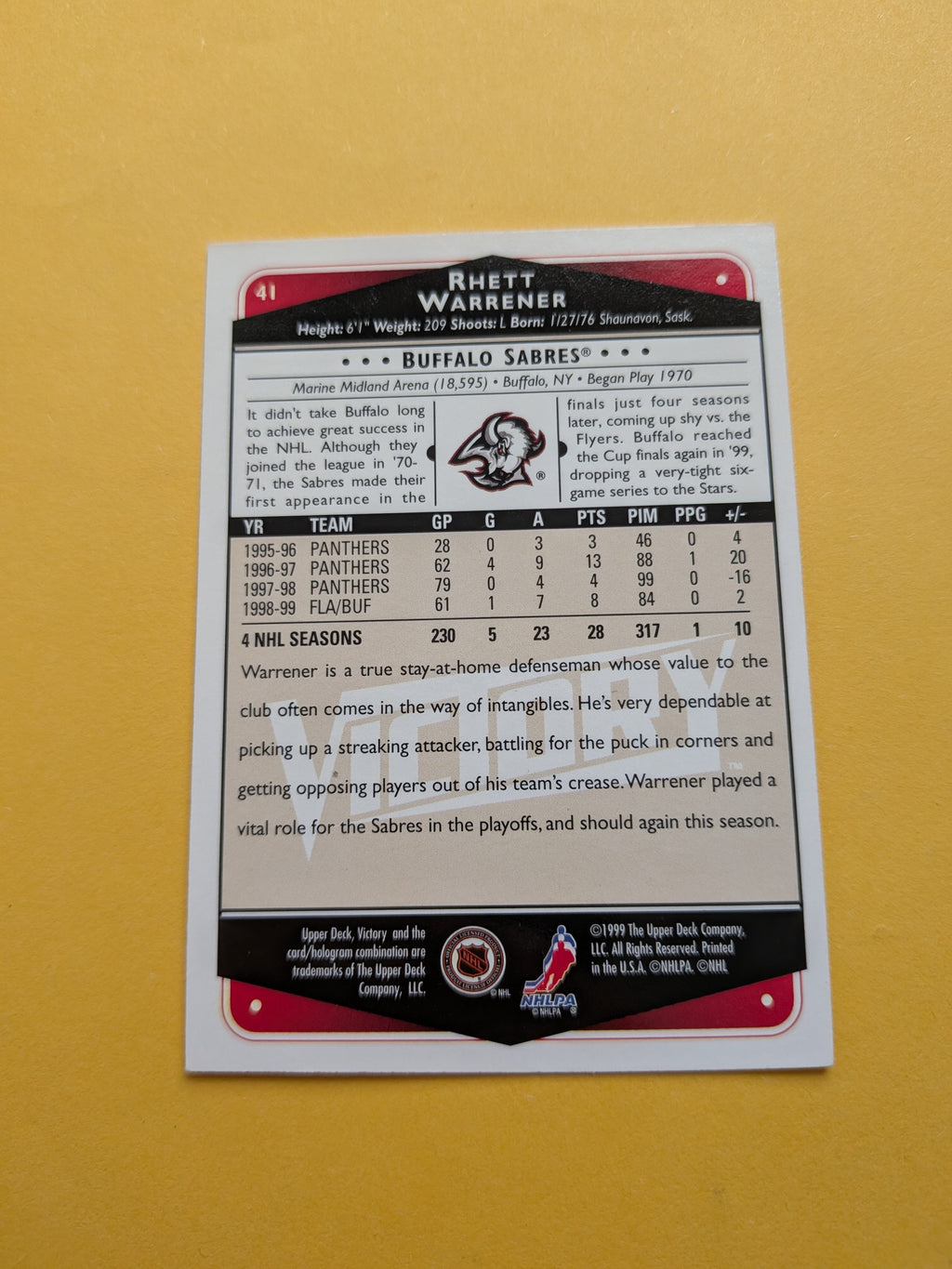 Rhett Warriner Signed Buffalo Sabres Card A