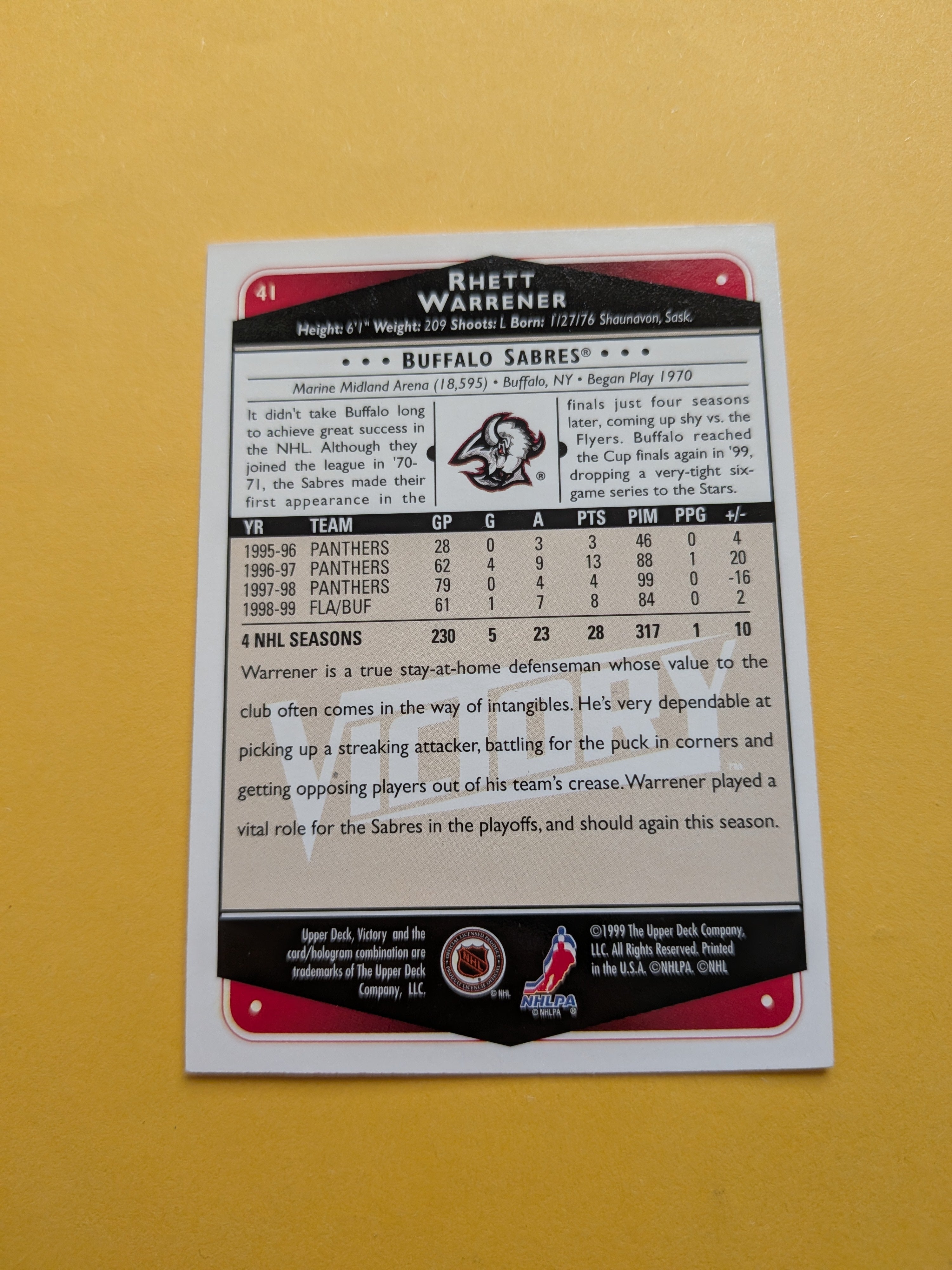 Rhett Warriner Signed Buffalo Sabres Card A