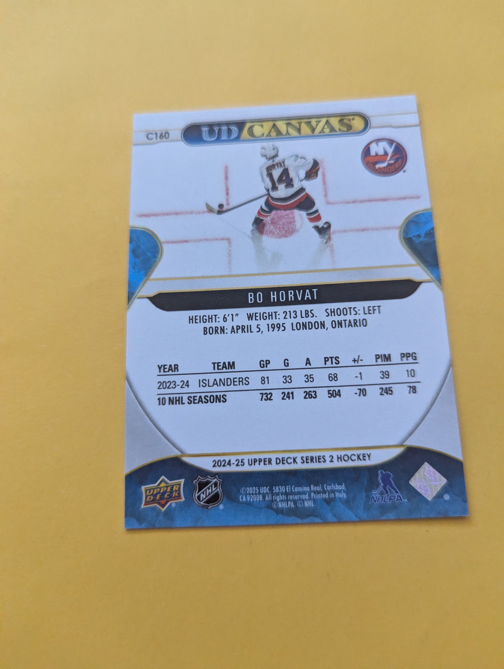 Bo Horvat 24-25 Upper Deck UD Canvas Card