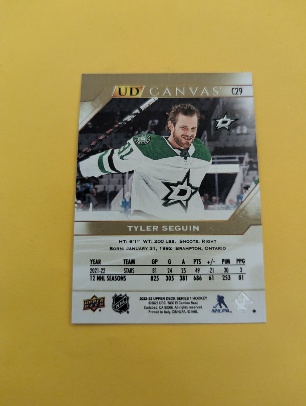 Tyler Seguin 22-23 Upper Deck UD Canvas Card