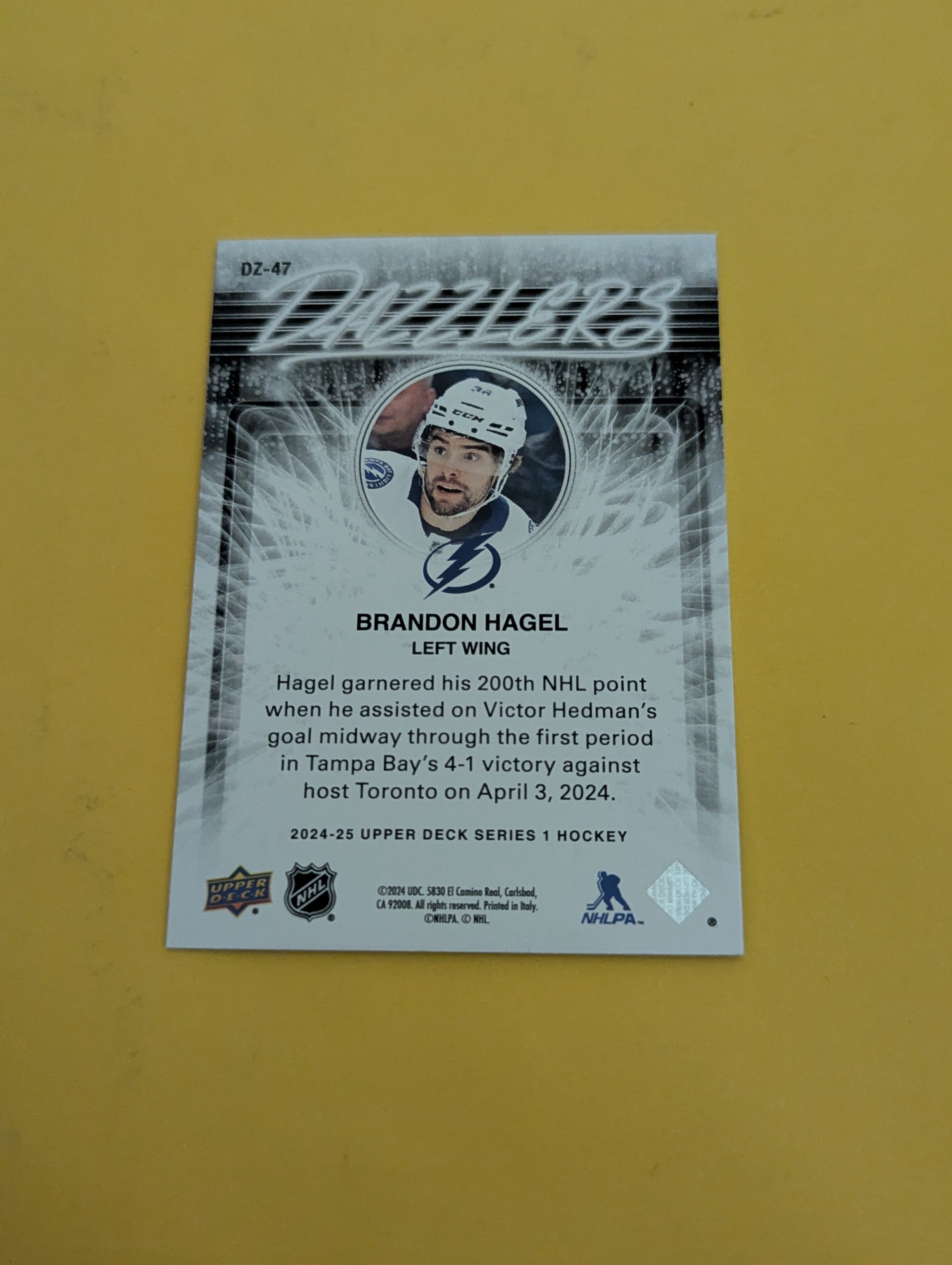 Brandon Hagel 24-25 Upper Deck Dazzlers Blue Card