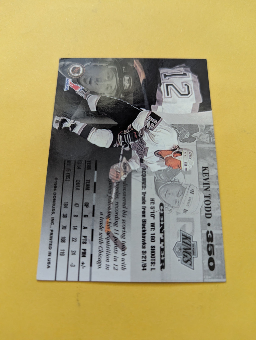 Kevin Todd Signed Los Angeles Kings Card