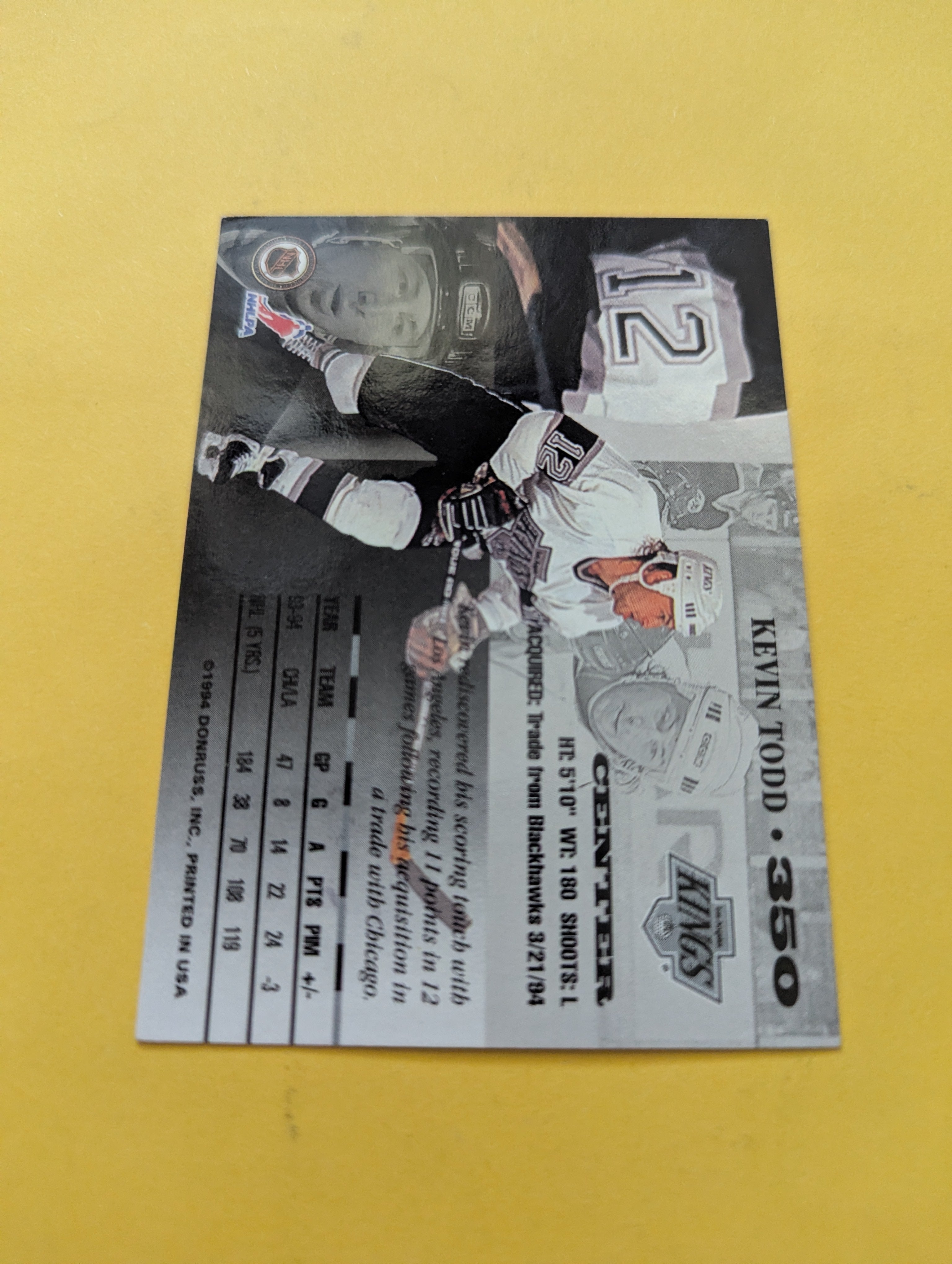 Kevin Todd Signed Los Angeles Kings Card