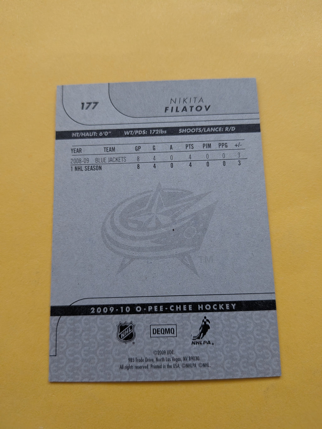 Nikita Filatov Signed Columbus Blue Jackets Card A