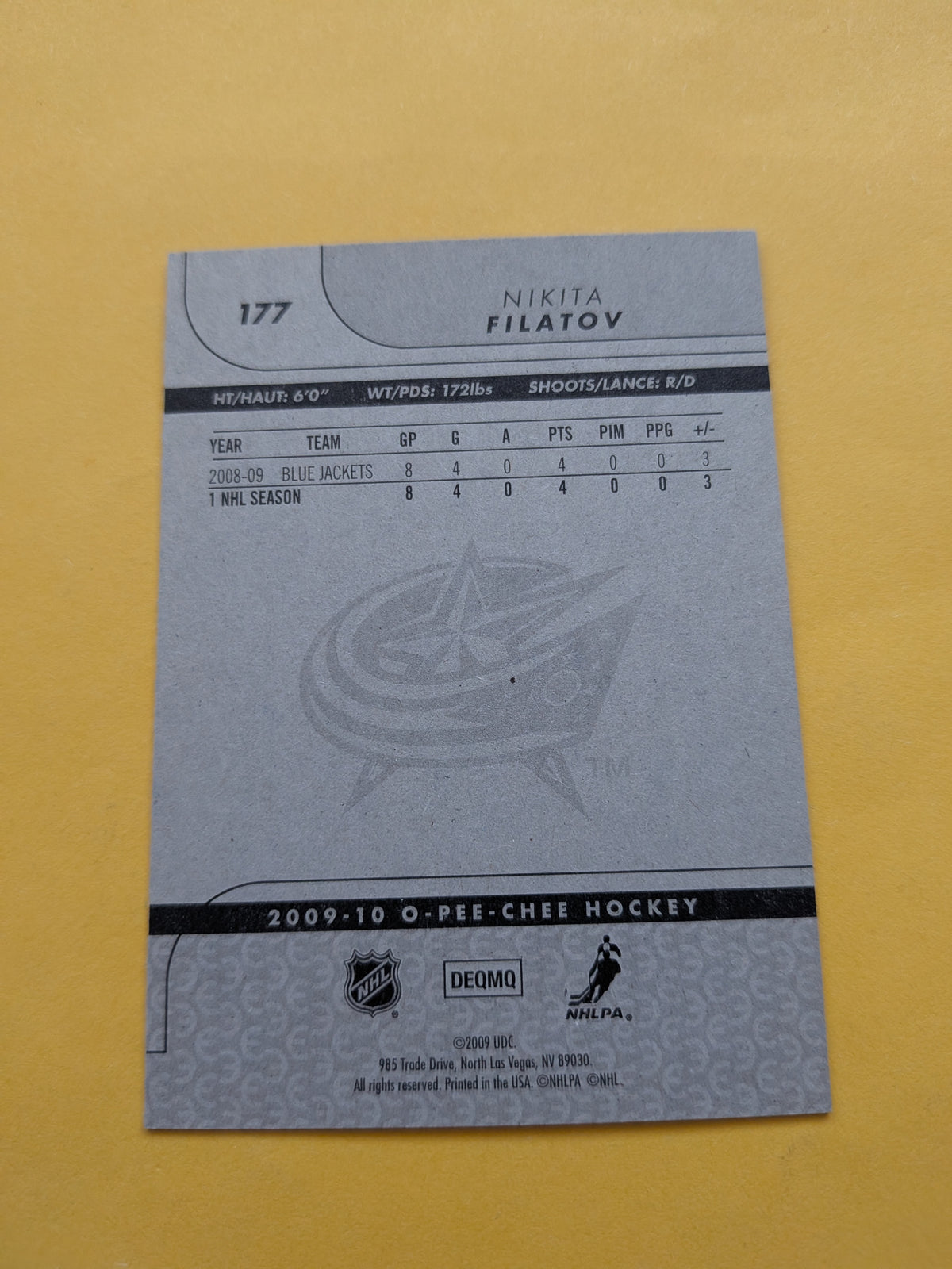 Nikita Filatov Signed Columbus Blue Jackets Card A