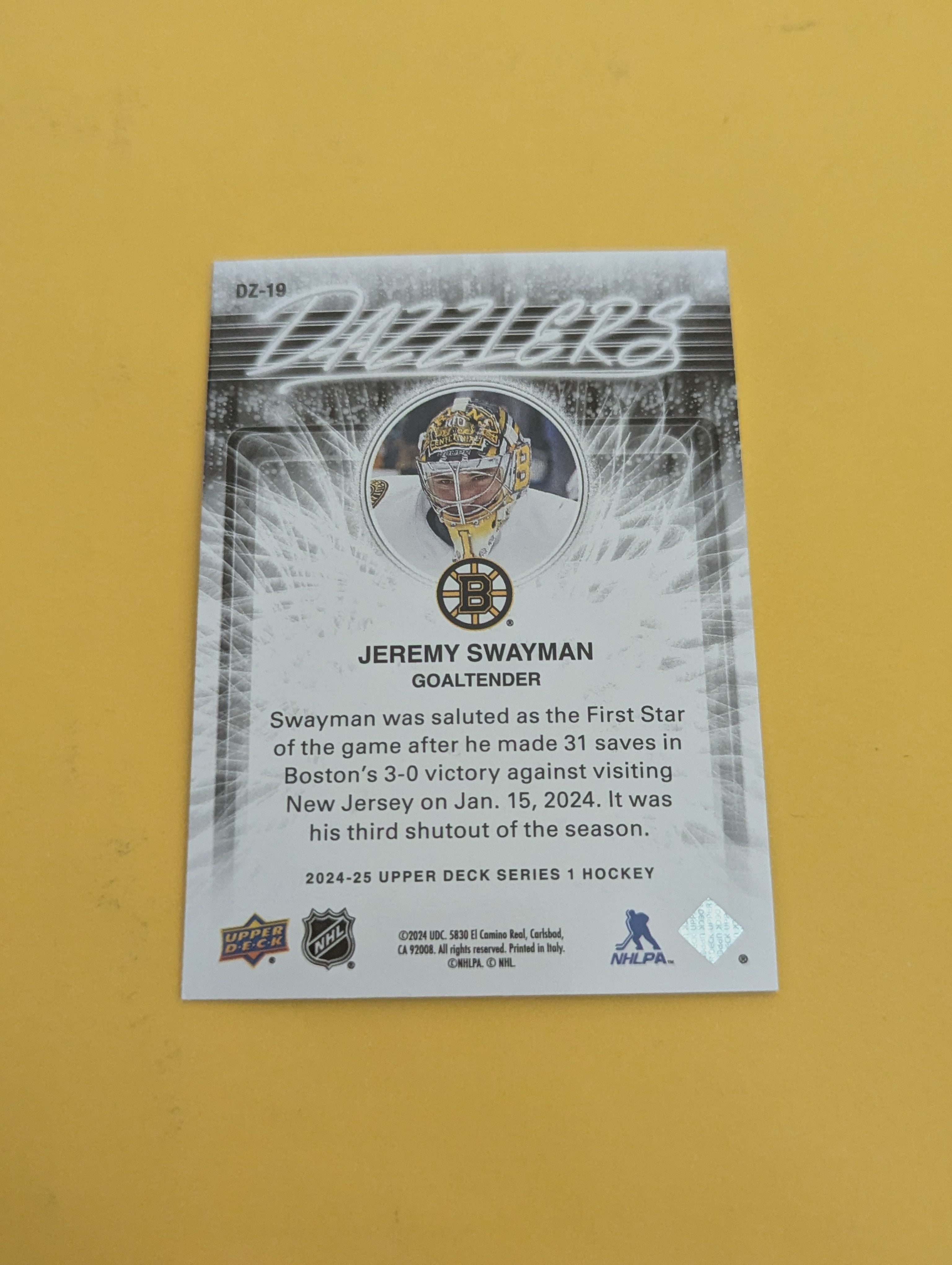 Jeremy Swayman 24-25 Upper Deck Dazzlers Blue Card