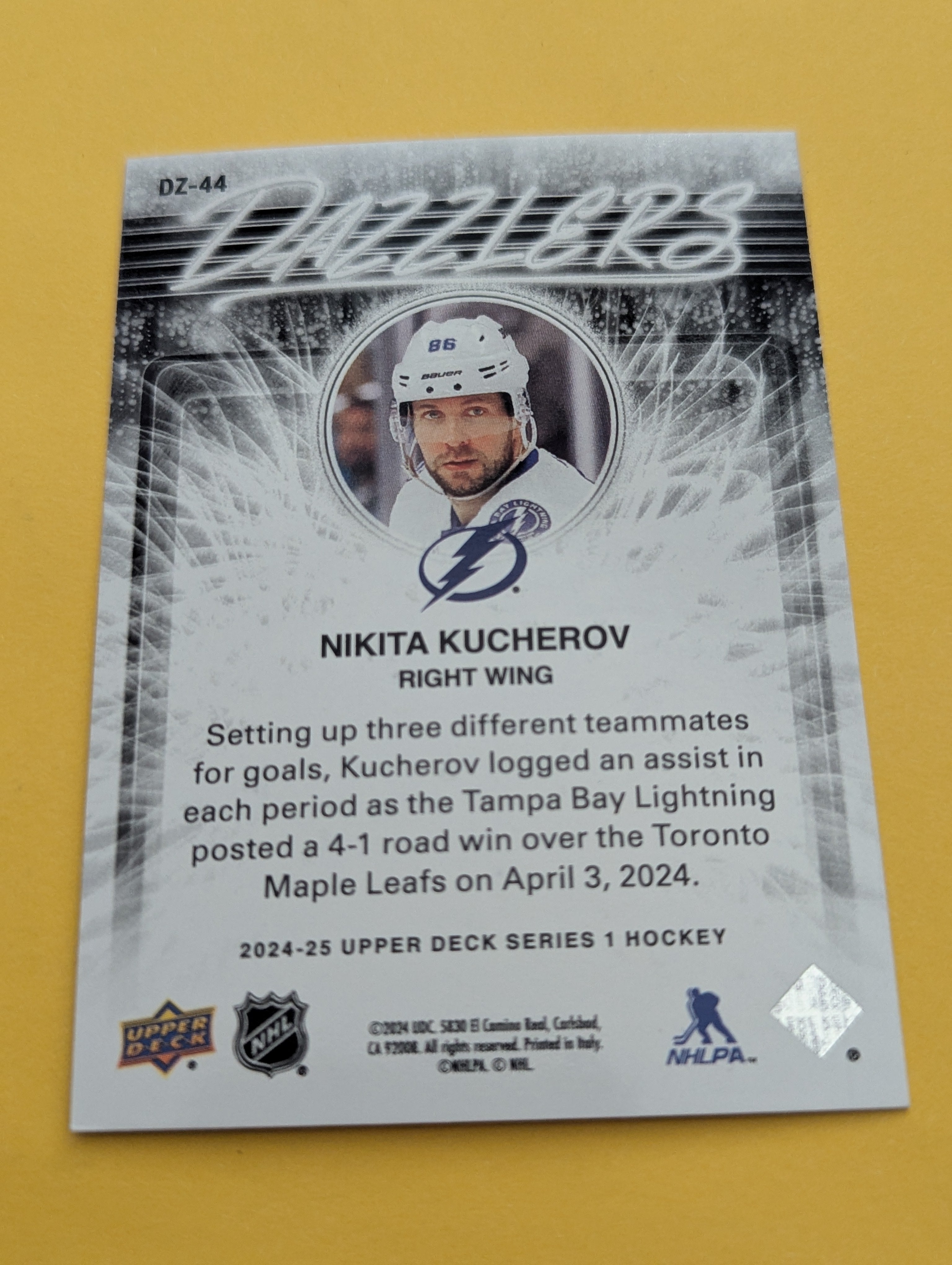 Nikita Kucherov 24-25 Upper Deck Dazzlers Orange Card