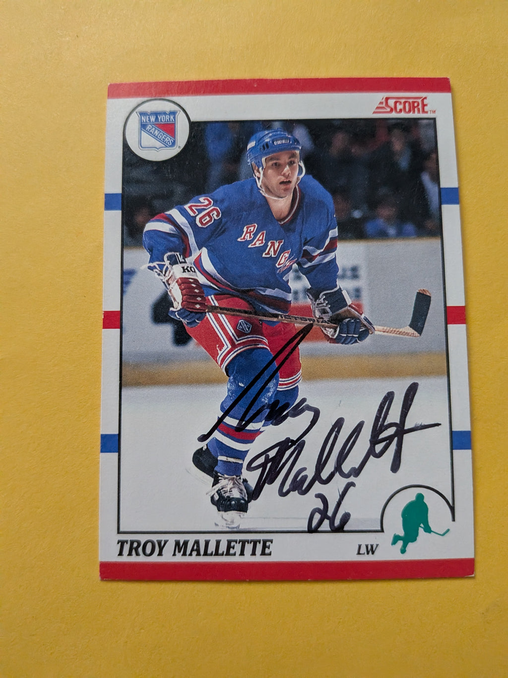 Troy Mallette Signed New York Rangers Card C