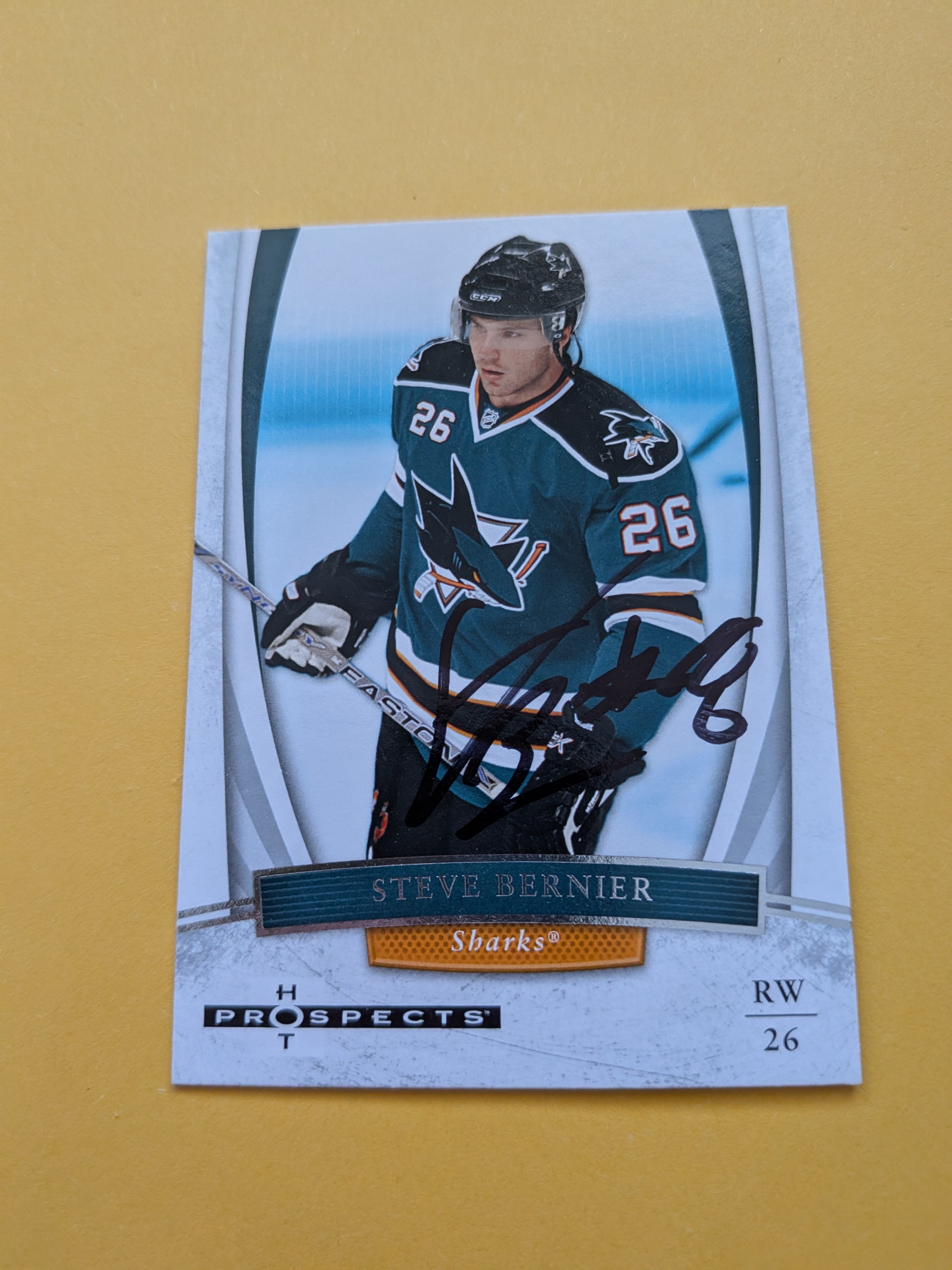 Steve Bernier Signed San Jose Sharks Card B