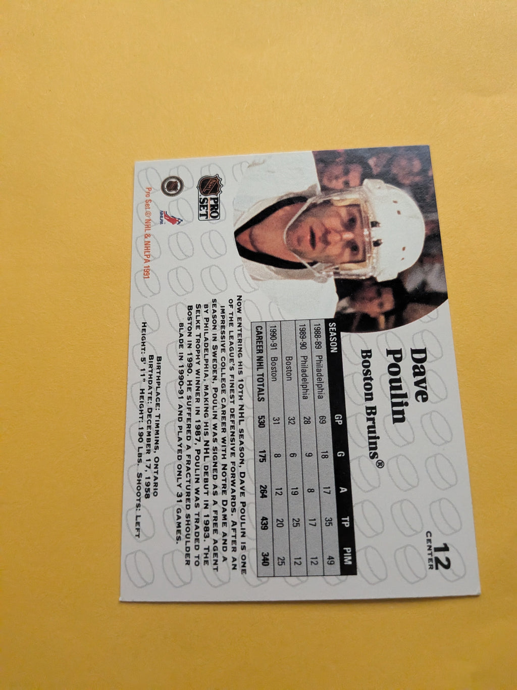 Dave Poulin Signed Boston Bruins Card C