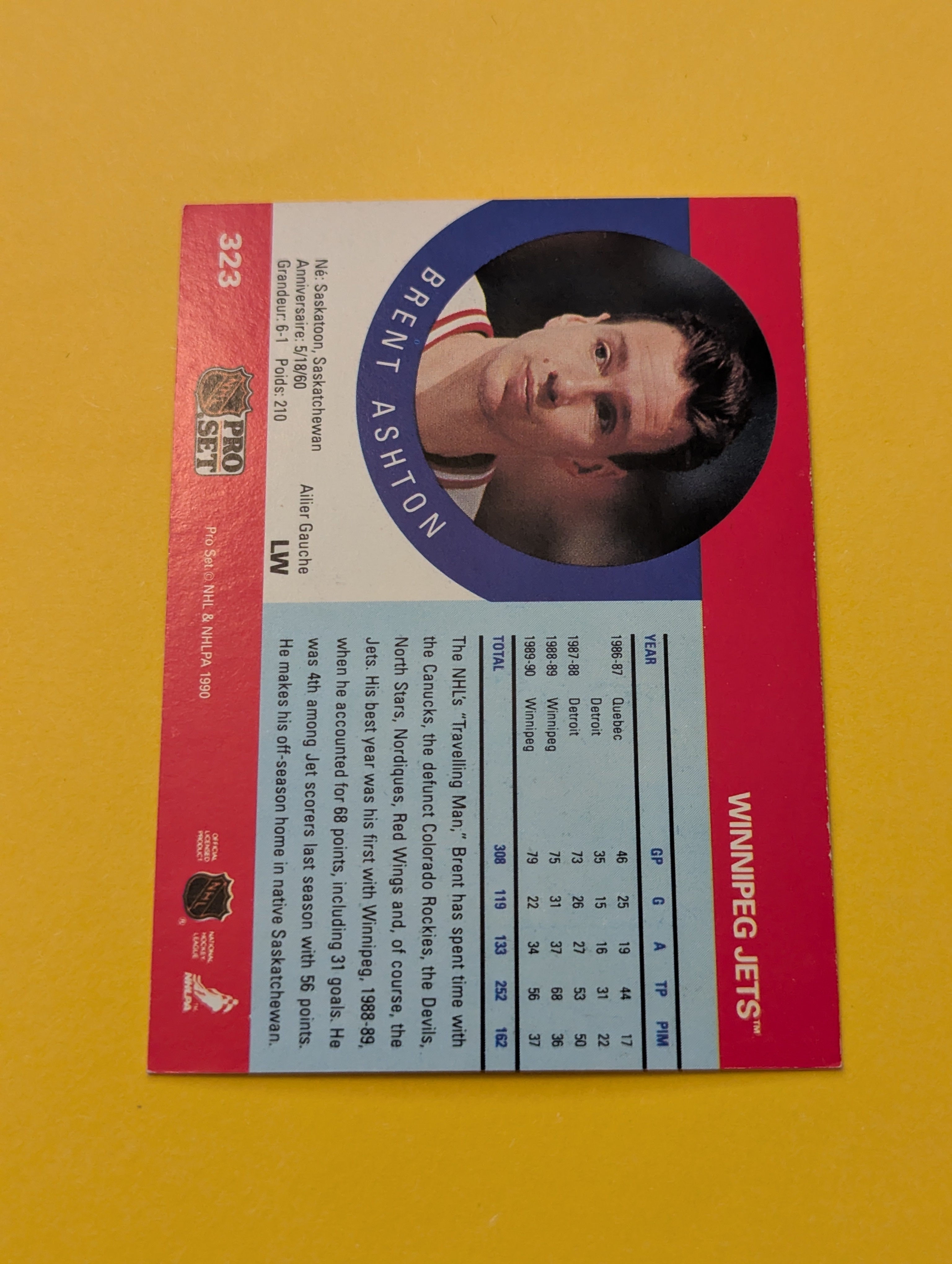 Brent Ashton Signed Winnipeg Jets Card