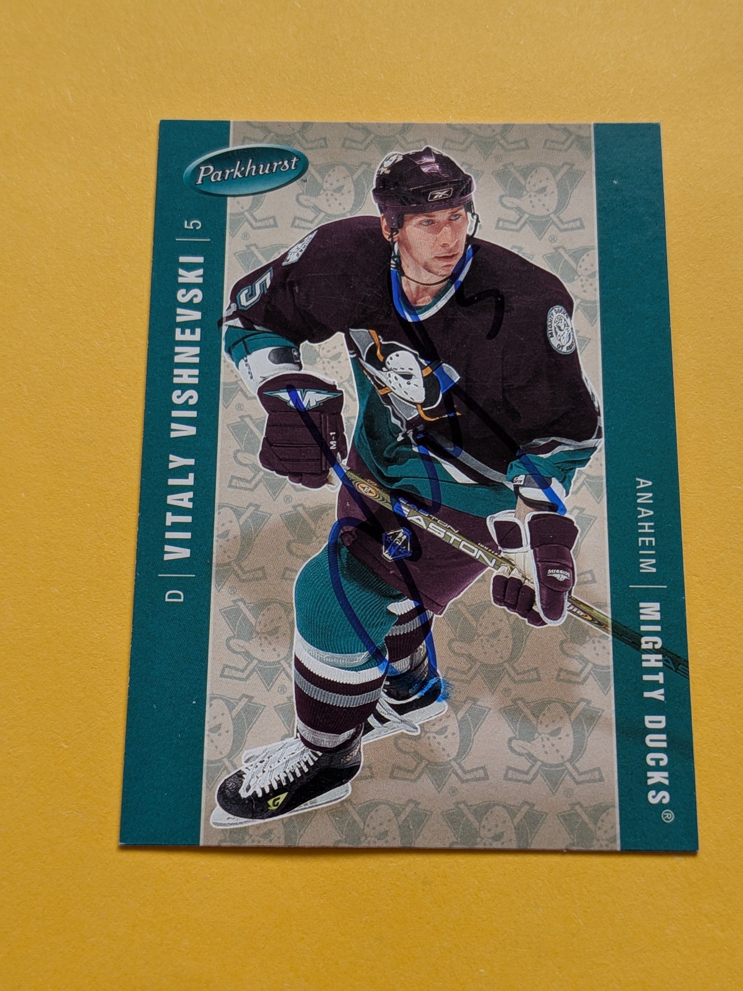 Vitaly Vishnevski Signed Anaheim Ducks Card A