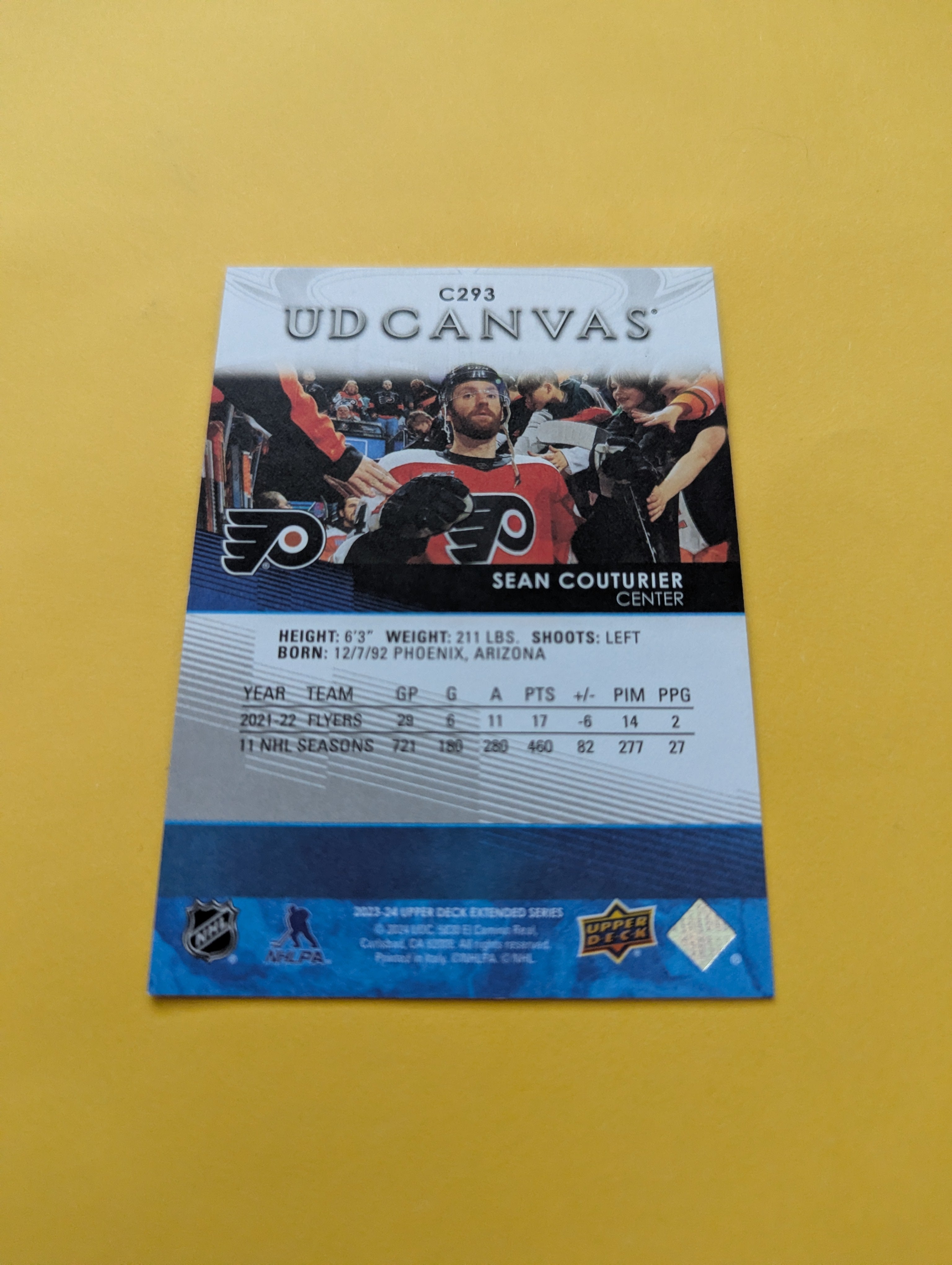 Sean Couturier 23-24 Upper Deck UD Canvas Card