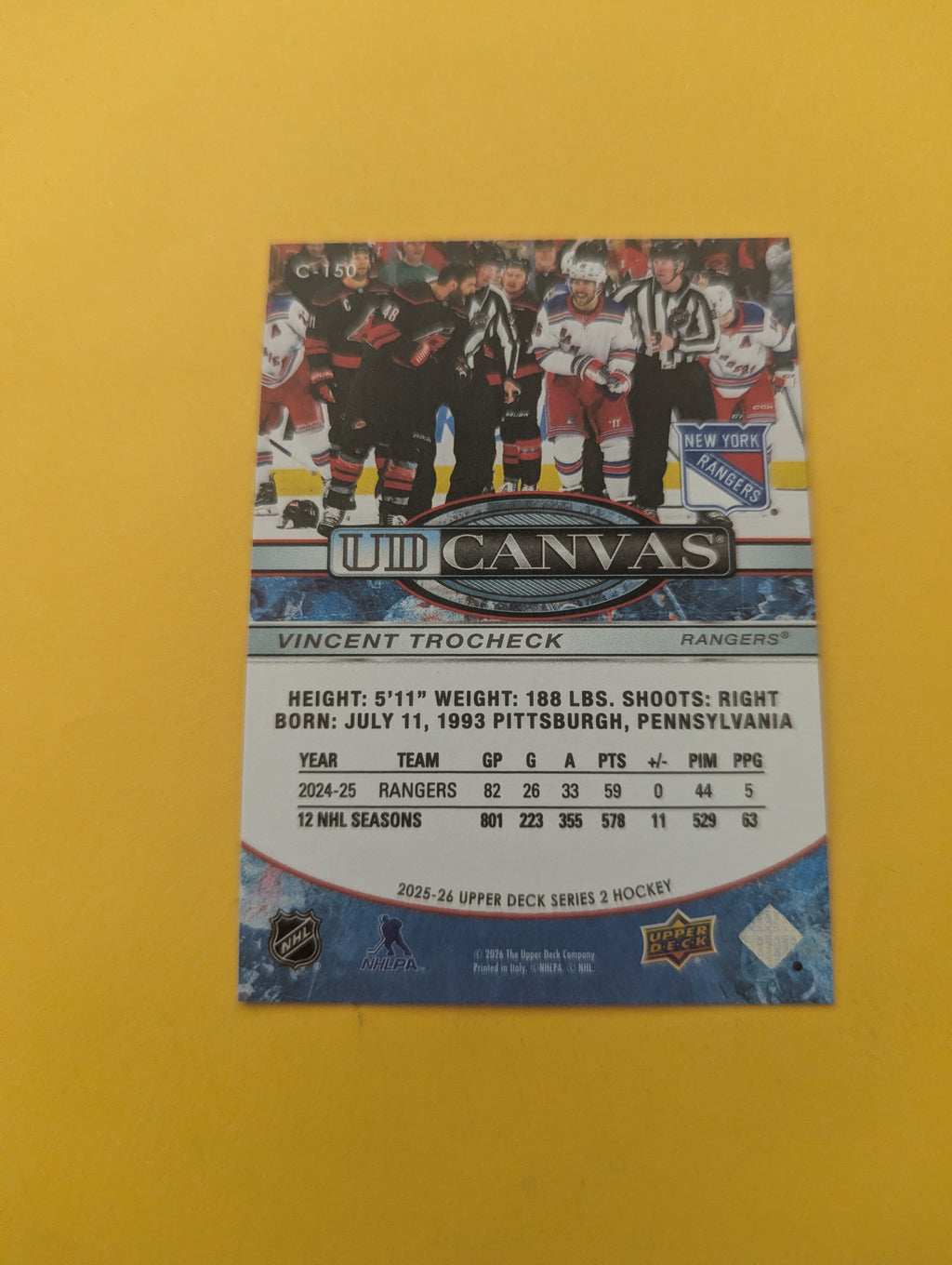Vincent Trocheck 25-26 Upper Deck UD Canvas Card