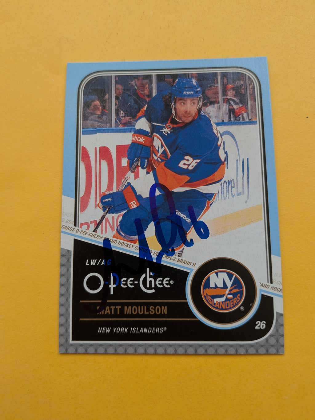Matt Moulson Signed New York Islanders Card B