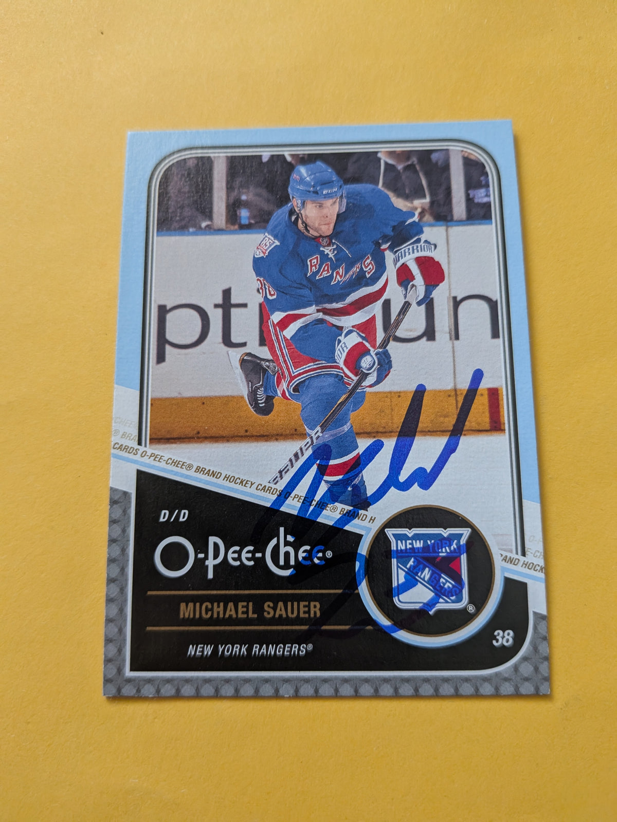 Michael Sauer Signed New York Rangers Card A