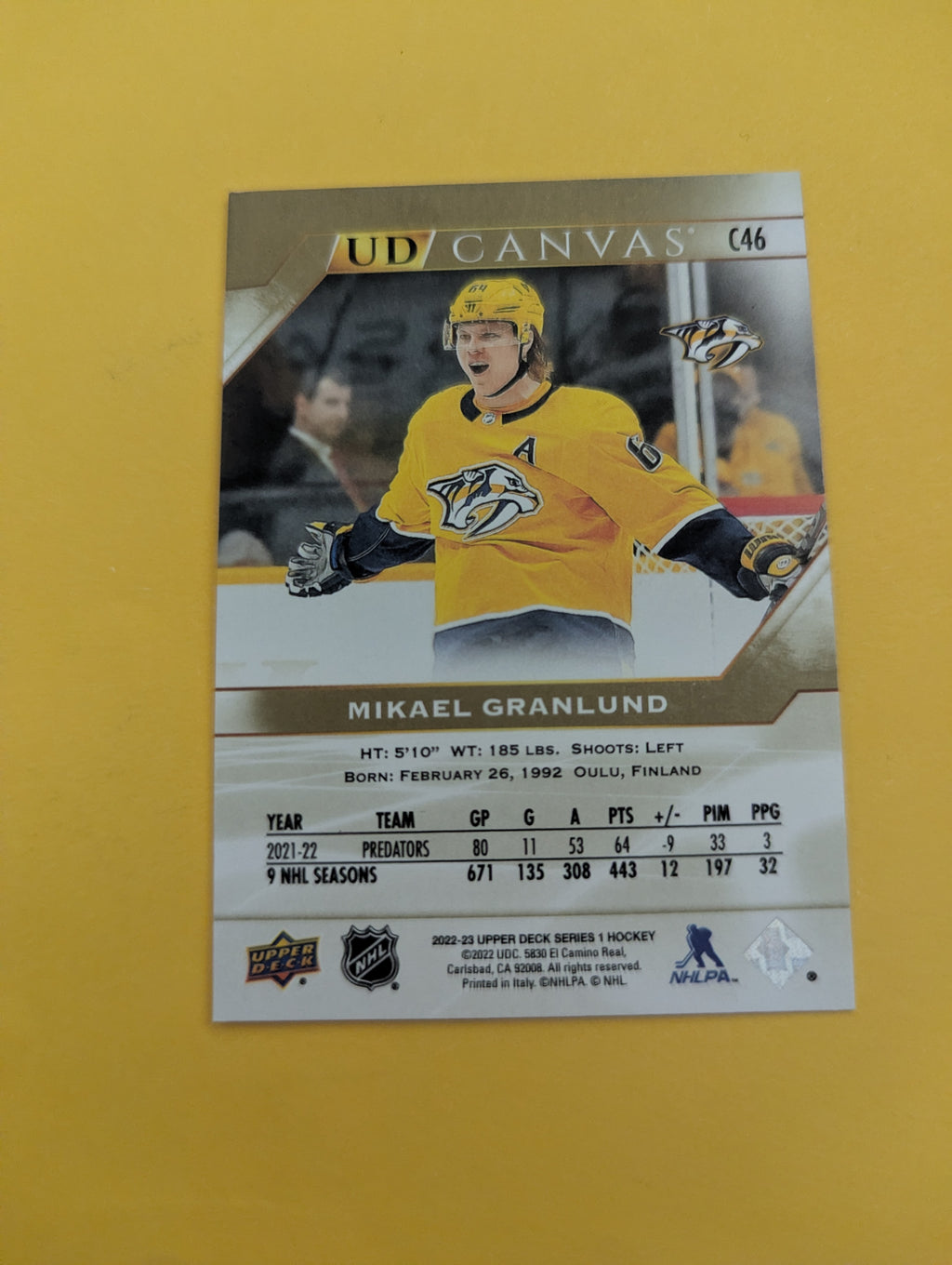 Mikael Granlund 22-23 Upper Deck UD Canvas Card
