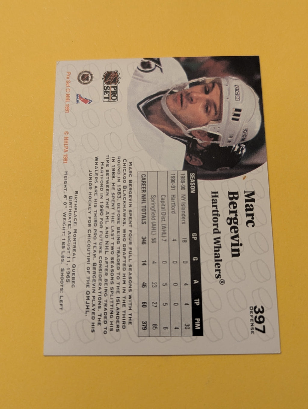 Marc Bergevin Signed Hartford Whalers Card