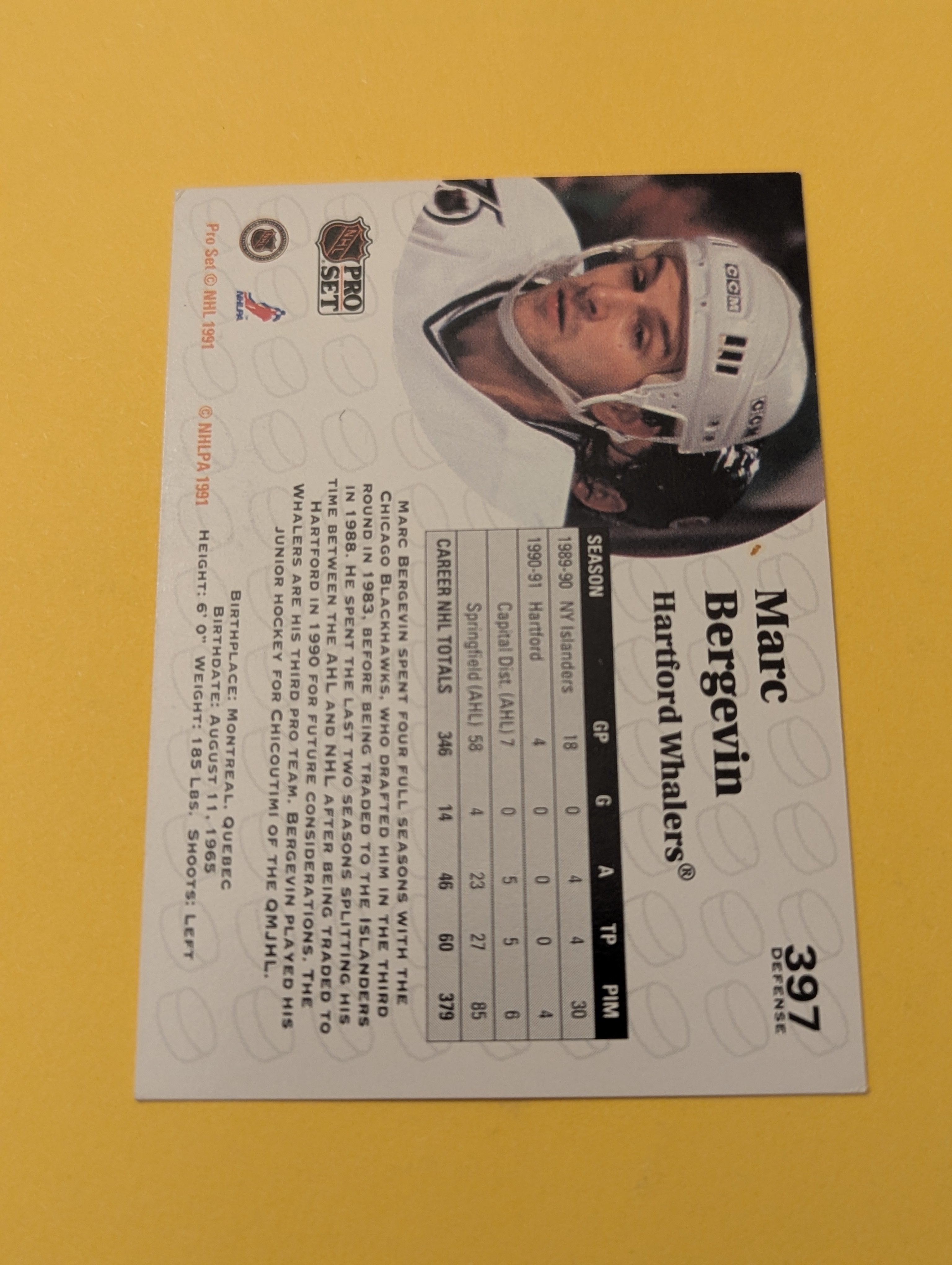 Marc Bergevin Signed Hartford Whalers Card
