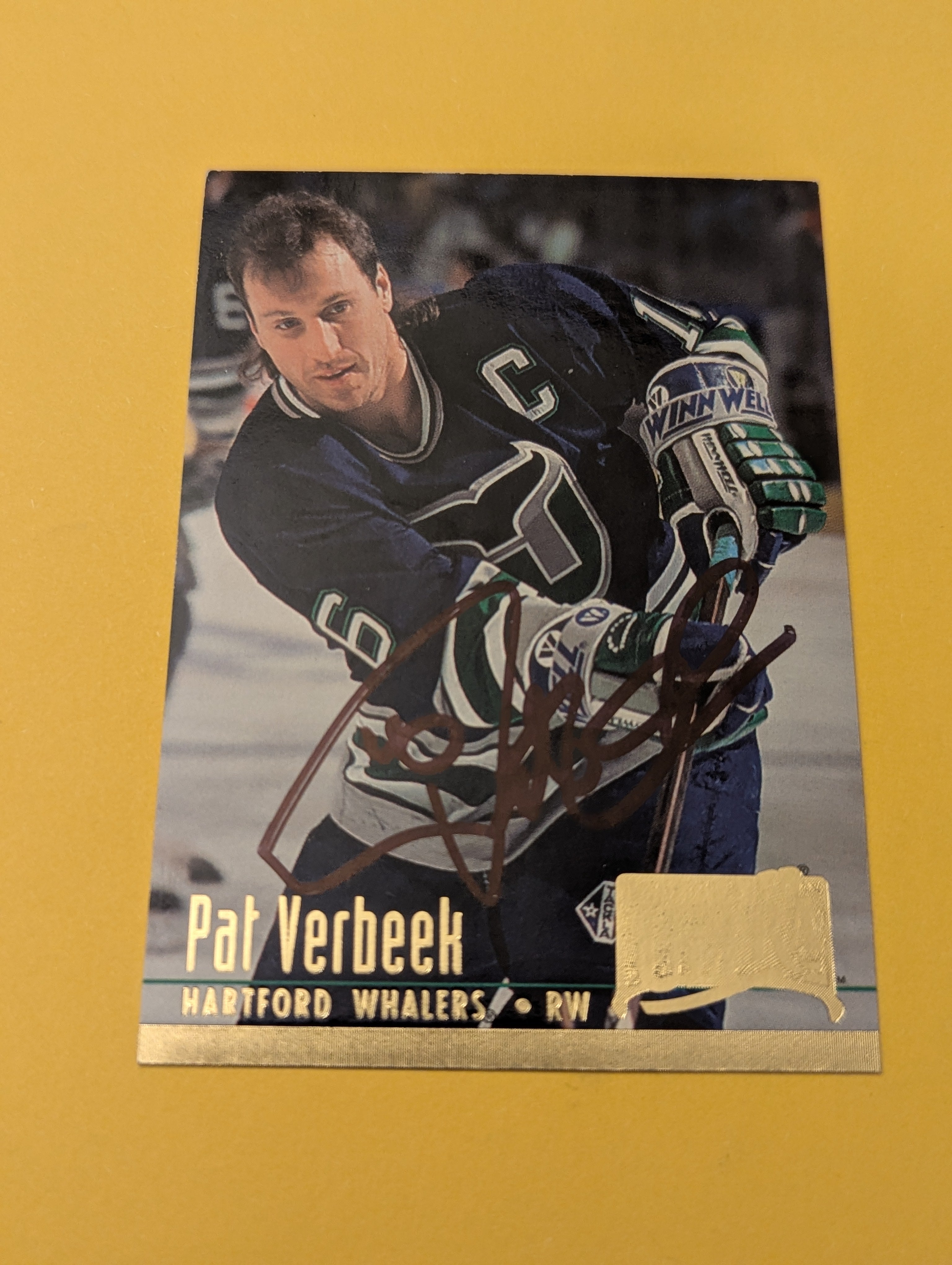Pat Verbeek Signed Hartford Whalers Card