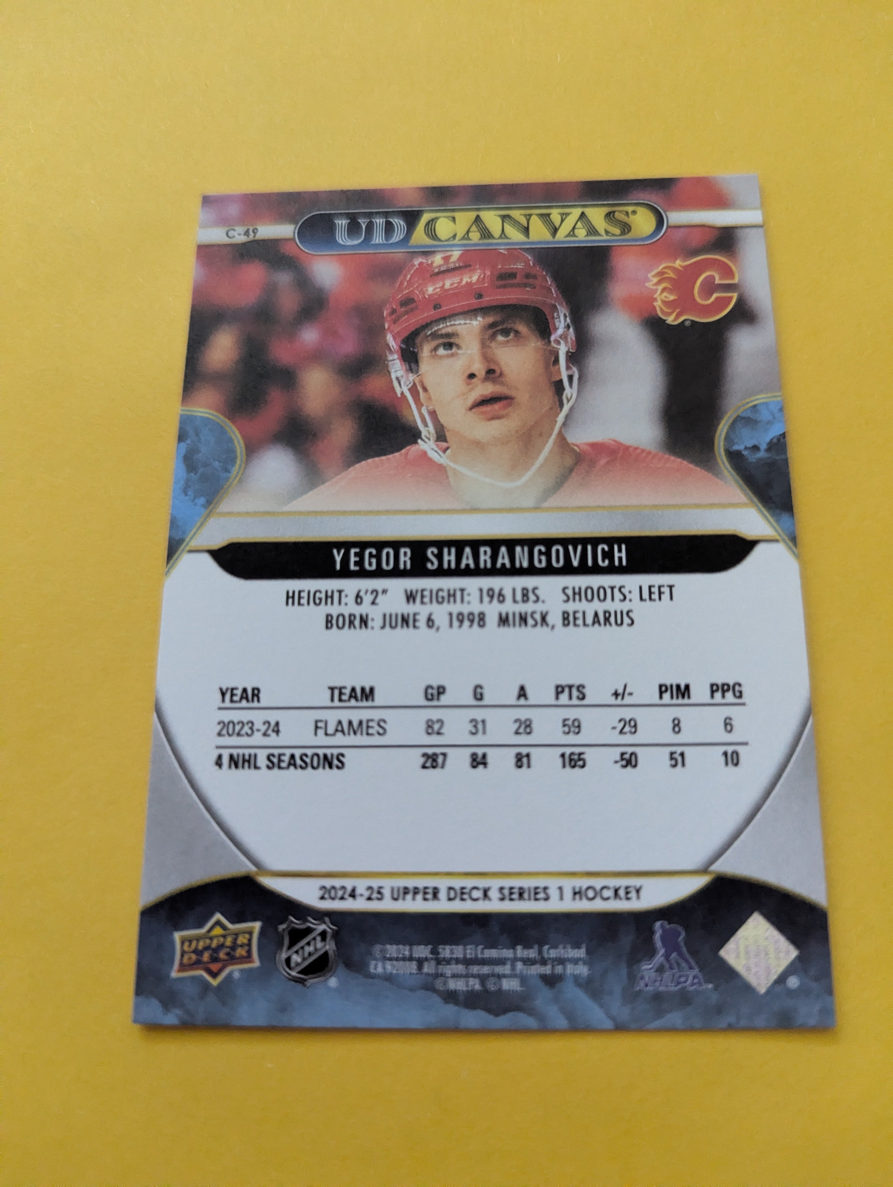 Yegor Sharangovich 24-25 Upper Deck UD Canvas Card