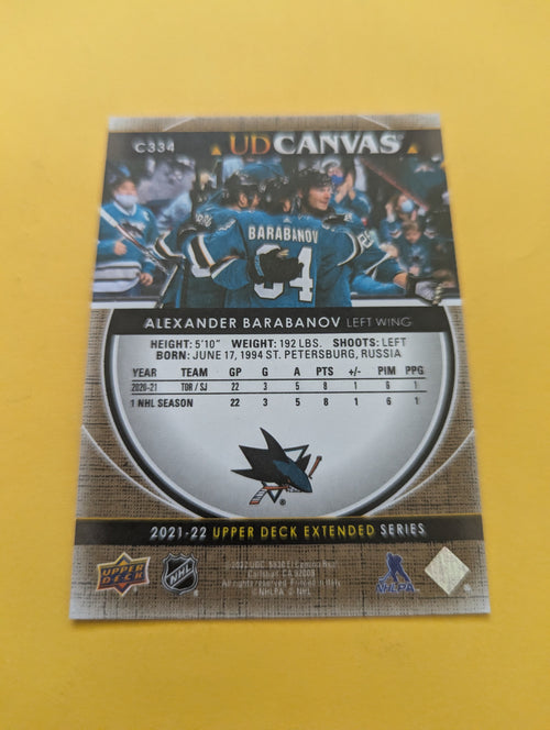 Alexander Barabanov 21-22 Upper Deck UD Canvas Card